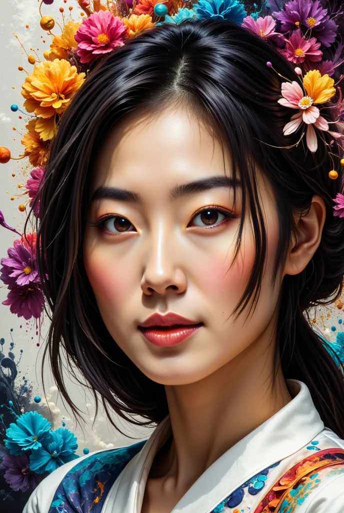 japanese woman,Oil paint, abstract brush strokes, Repin style, realistic, vibrant colors, high detail, pen and ink, blurred background, perfect composition, high octane rendering, photorealistic concept art, natural volumetric cinematic light.,wong-chan-flux