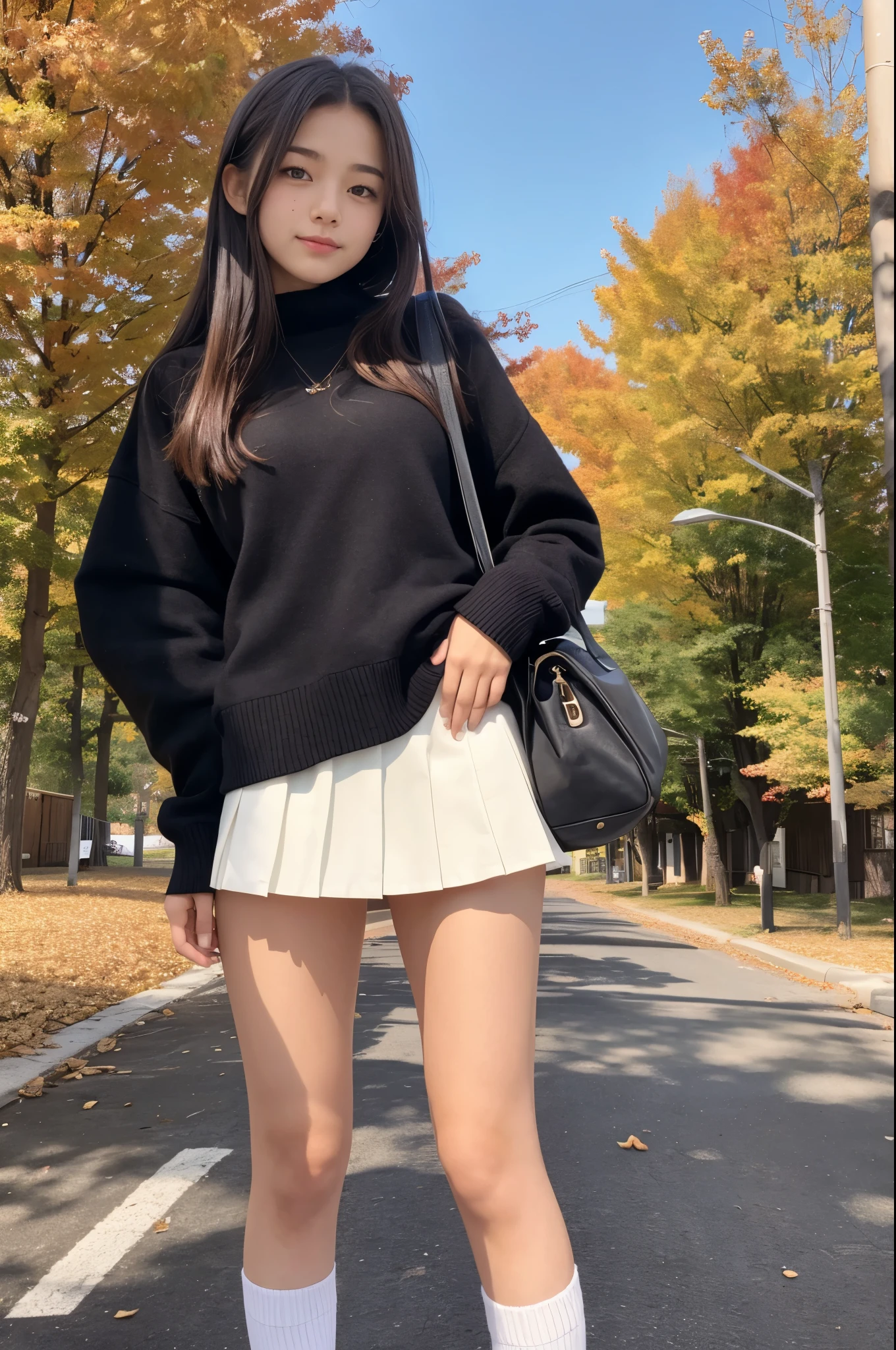 Anime girl in a very short skirt without yellow anime hair on both sides.