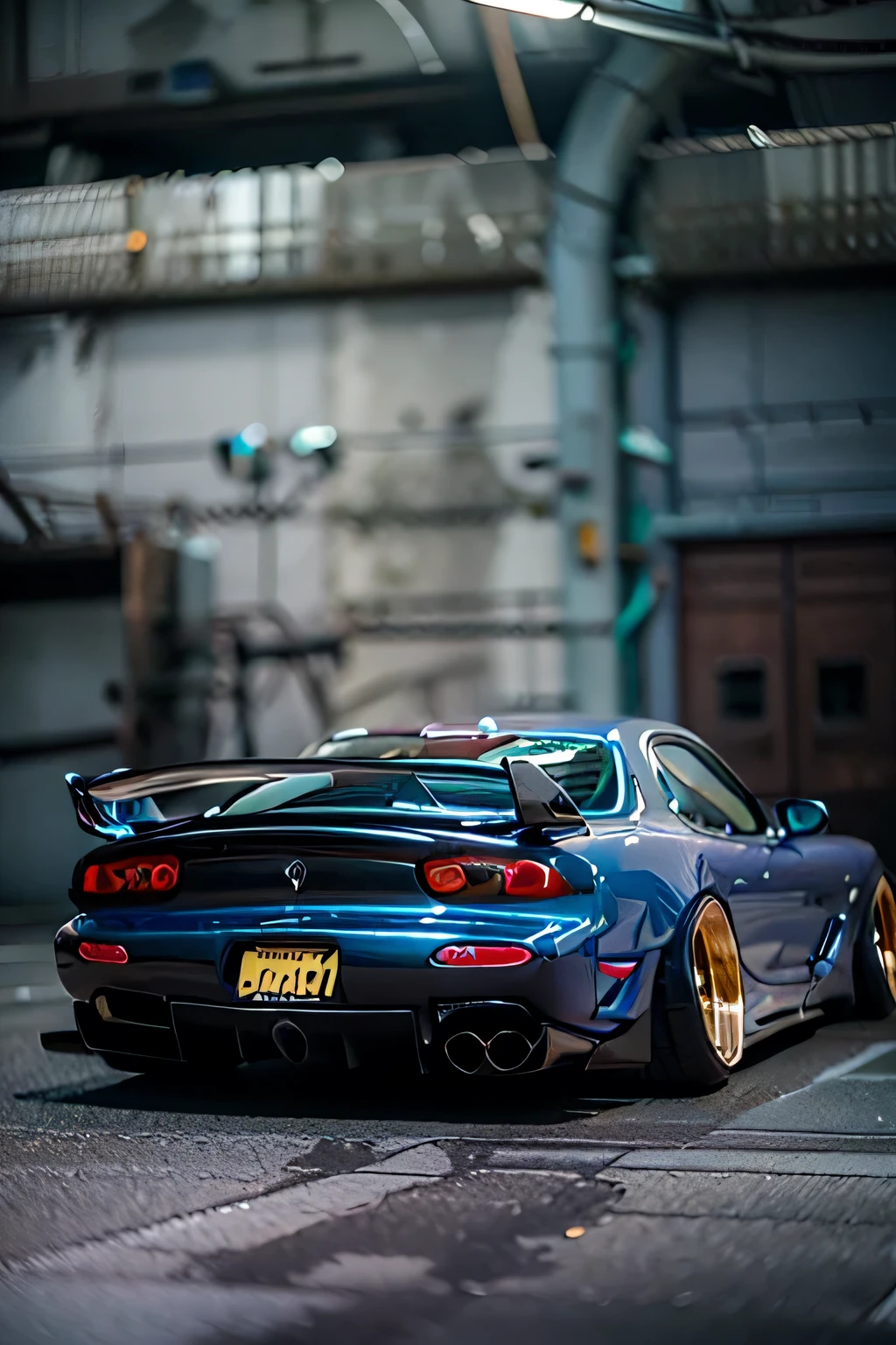 Tuned RX7 , Widebody kit , Deep rim wheel ,Custom car  , cyberpunk , high definition,  High Details, 