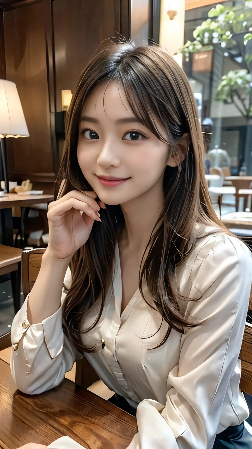 masterpiece, highest quality, 8k, 15 years, teen, RAW photo, award-winning portraits, smile shyly, 1 girl, idol face, 美New, Very good-looking, cute, japanese woman,female idol, round big eyes, droopy eyes, small nostrils, light makeup, big round eyes, tight waist, delicate girl, Upper body, Digital single-lens reflex camera, 85mm lens, f1.4, (Bokeh:1.1), looking at the viewer, Frank, Sophisticated, like々New, professional lighting, (detailed eyes and face:1.0),(suit and tie)、(inside the bar)、(Liquor bottles on the shelf)、(smile)