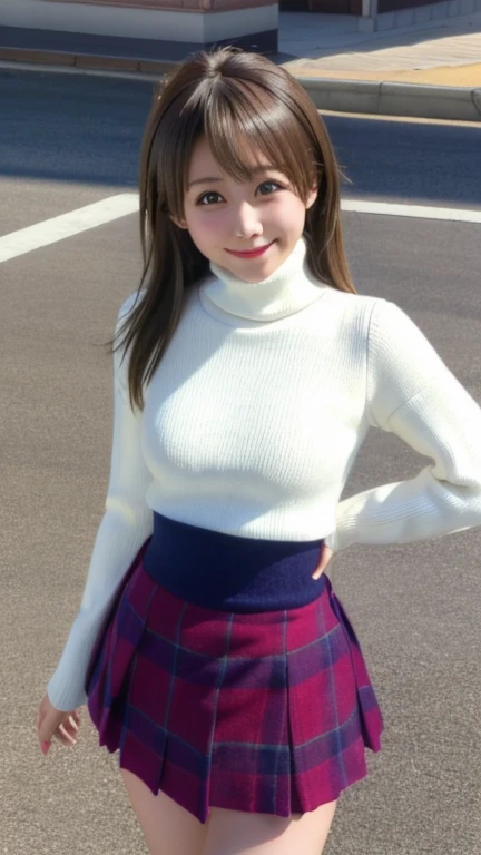 Masterpiece, 1 beautiful girl, detailed eyes, swollen eyes, top quality, super high res, (Reality: 1.4), cinematic lighting, Japanese, Asian beauty, Korean, very beautiful, beautiful skin, slender, body facing forward, (super realistic), (high res), (8K), (very detailed), ( Best Illustration), (beautifully detailed eyes), (super detailed), (wallpaper), detailed face, bright lighting, professional lighting, looking viewer, facing straight ahead, outfit is pink with simple track jacket, short navy blue skirt, 46 point slanted bangs, dark live background, spotlight, pink hair, long hair, bangs, holding black guitar, black knee high socks, brown loafers, young face, 17 years old, light blue and yellow square hairpiece, frightened expression,