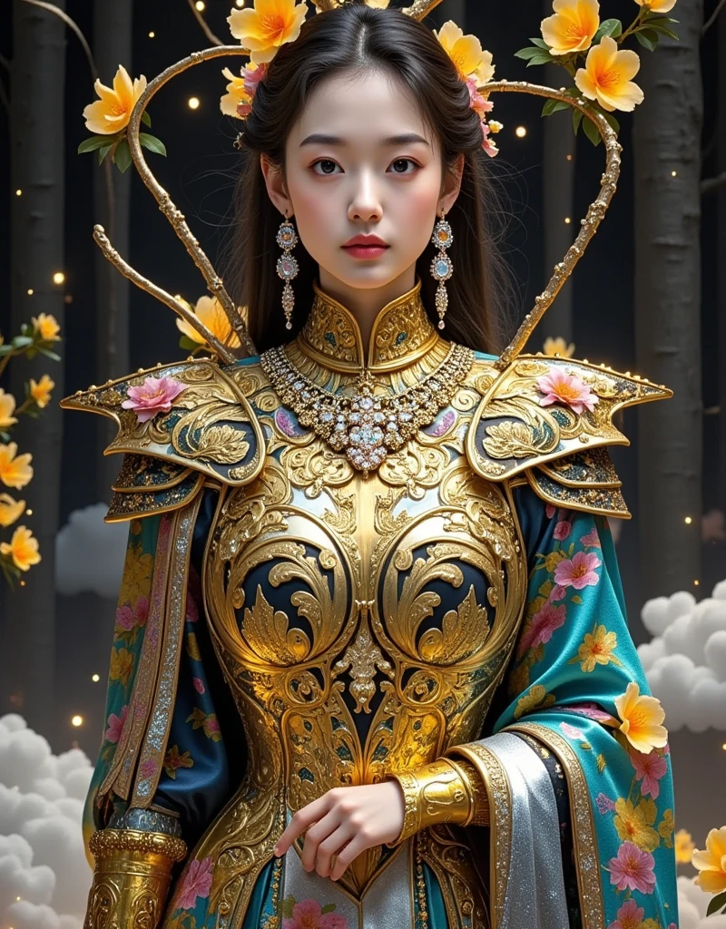  female painting with sword armor ，Golden Armor，Beautiful female knight，Light Gold， gold obsidian armor ， gold goddess Athena ，光滑Golden Armor，（膝盖射击：1.5），Sexy， blue eyes，Extra large chest， huge chest gorgeous jewelry，Lips slightly parted， keep lips elegant and charming ，（Blush），Contempt，Calm and handsome ， oc rendering reflective texture ，Sexy风格， medieval castle background ，Slendegure，Extremely thin waist，（ upright nipples with grooves ），masterpiece， best quality， high resolution ，8k，Original image，Real shot，Digital photography，（ Ultra HD， Anatomically correct ，Textured Skin，precise，Awards）