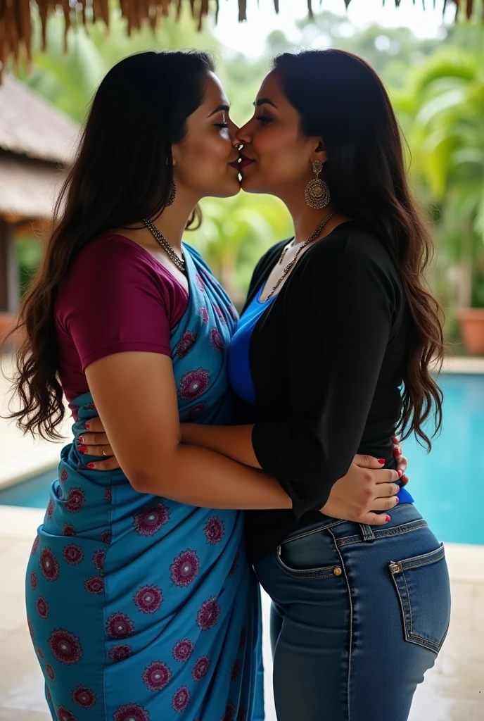 One should be a fat woman who is 35 years of age, with fair skin, big ass, shapely body and wearing a flat salwar, and the other one who are loving and kissing her should be her boyfriend who is 50 years of age