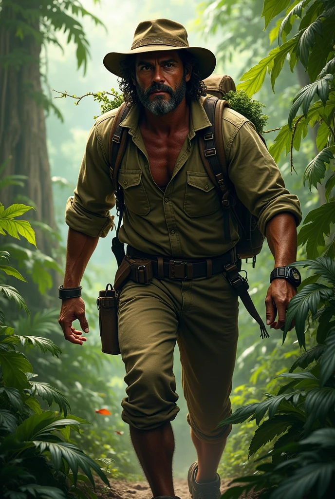 Create an adult male character for a survival game and make him an anime character in 4K UHD. Make it in ultra HD 4K and make it between 1.