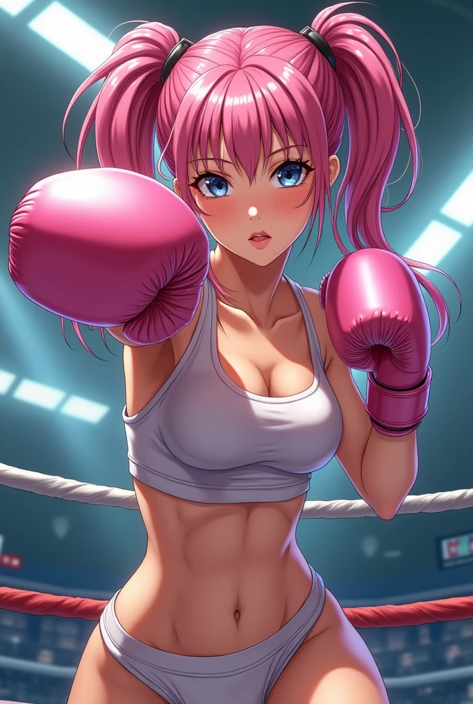 (masterpiece, best quality), intricate details,
1girl, <lora:lol_arcade_miss_fortune-000016:0.8> arcade miss fortune, 1girl, cleavage, detached sleeves, hat, headphones, pleated skirt, pink hair, multicolored hair, navel,
boxing ring, boxing, arms behind back, leaning forward, bruised, ryona, black eye, bruise on stomach, beat up, blood, eye swelled up, sweating, sweat on body, boob sweat, sweat on stomach,