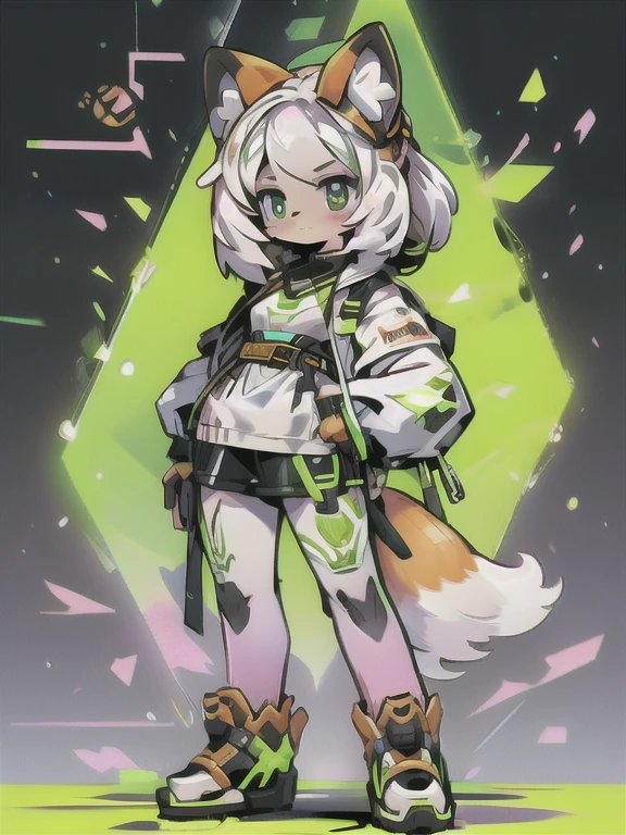  anime-style image of  ((( a girl with fox ears))) And purple and green hair ,  conceptual art  by Kamagurka, pixiv, hairy art,  full body commission for ,  feminine furry mini fluffy style , cute art style, em alta no artstation pixiv, moon themed outfit, symmetry!!  conceptual art , jazza e rossdraws,  high quality anime art style ,  inside a comic book frame .