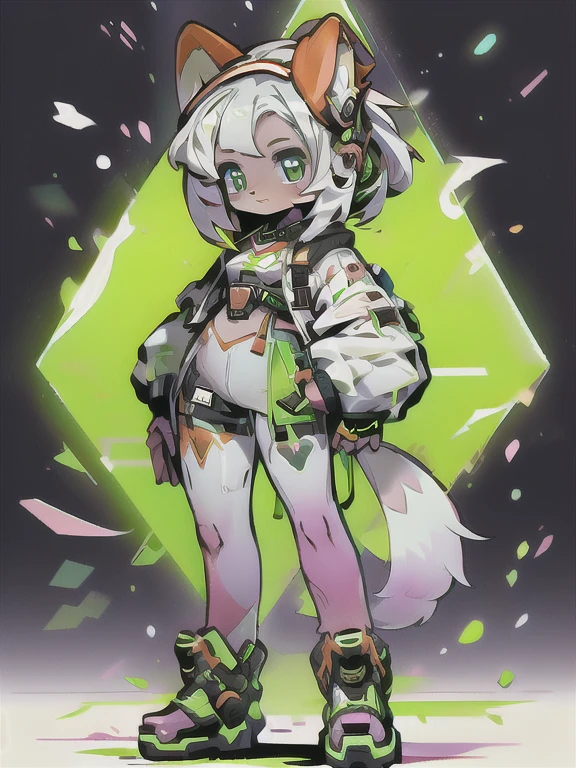  anime-style image of  ((( a girl with fox ears))) And purple and green hair with open mouths,  conceptual art  by Kamagurka, pixiv, hairy art,  full body commission for ,  feminine furry mini fluffy style , cute art style, em alta no artstation pixiv, moon themed outfit, symmetry!!  conceptual art , jazza e rossdraws,  high quality anime art style ,  inside a comic book frame .