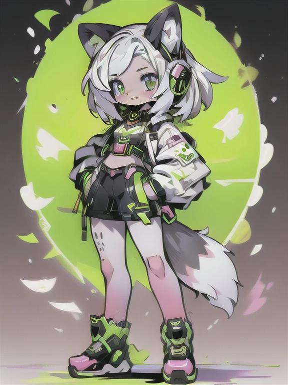  anime-style image of  ((( a girl with fox ears))) And purple and green hair with open mouths,  conceptual art  by Kamagurka, pixiv, hairy art,  full body commission for ,  feminine furry mini fluffy style , cute art style, em alta no artstation pixiv, moon themed outfit, symmetry!!  conceptual art , jazza e rossdraws,  high quality anime art style .