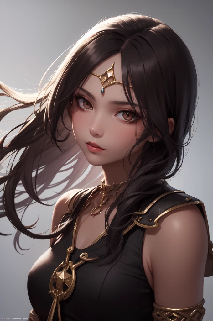 An incredibly beautiful young femme fatale is a brunette with lilac eyes, her long black hair is gathered in a beautiful hairstyle, decorated with flowers, jewelry, she has long bangs, she is a goddess, she wears the clothes of the goddess militant Athena. She stands in the midst of a fire on a battlefield littered with dead bodies, her eyes burning. fire. Realistic image. Masterpiece, perfect image, realistic photos, full-length image, 8k, detailed image, extremely detailed illustration, a real masterpiece of the highest quality, with careful drawing.