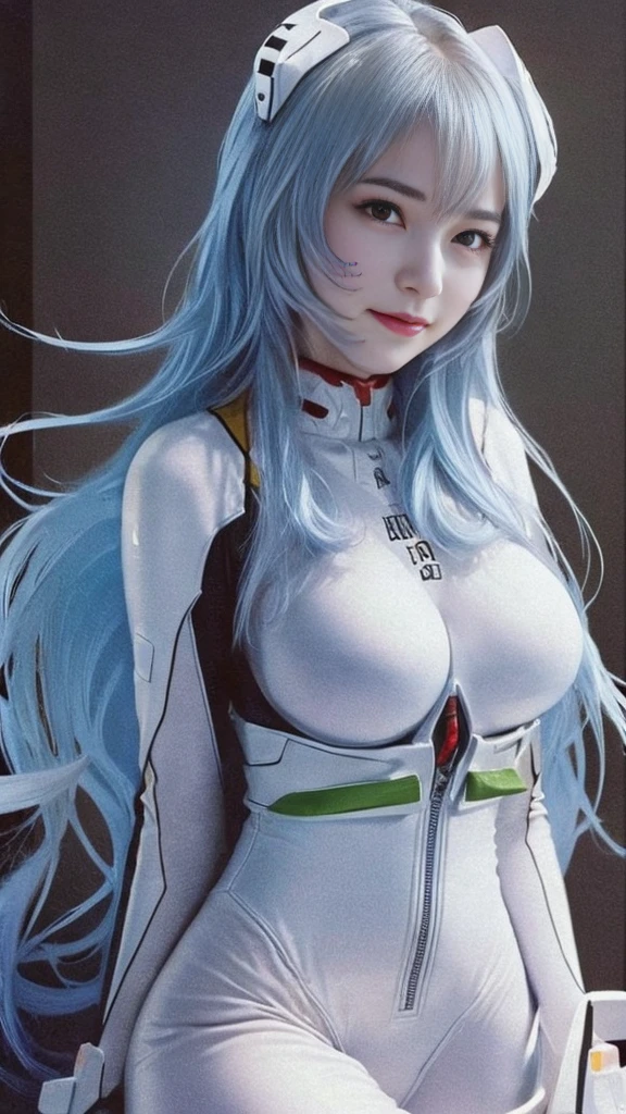 (masterpiece,  masterpiece, 8k,    super detail ), ( Professional Lighting), Pale skin, 透き通るようなbeautifulきめの細かい肌, Round face,like々Funny face,   waist-length hair  , Light blue hair,  red eyes,    Her hands are perfectly represented down to the smallest detail , (Big Breasts),   white bodysuit  ,   White Long Boots  , Exquisite design,  Beautifully Finished in Every Detail  ,    Anatomically Perfect and Unrivaled Beauty   ,    headgear  , (  photorealistic :1.4),  Japanese, (beautiful:1.1), ( one woman:1.5), A lonely smile, classroom, (Random Shyness Poses   ), 