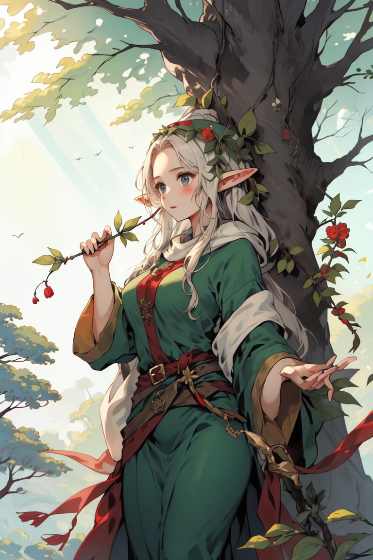 Beautiful elf , big tree