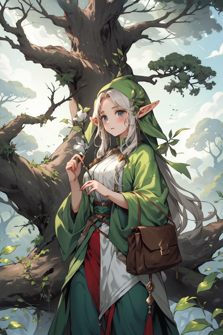 Beautiful elf , big tree