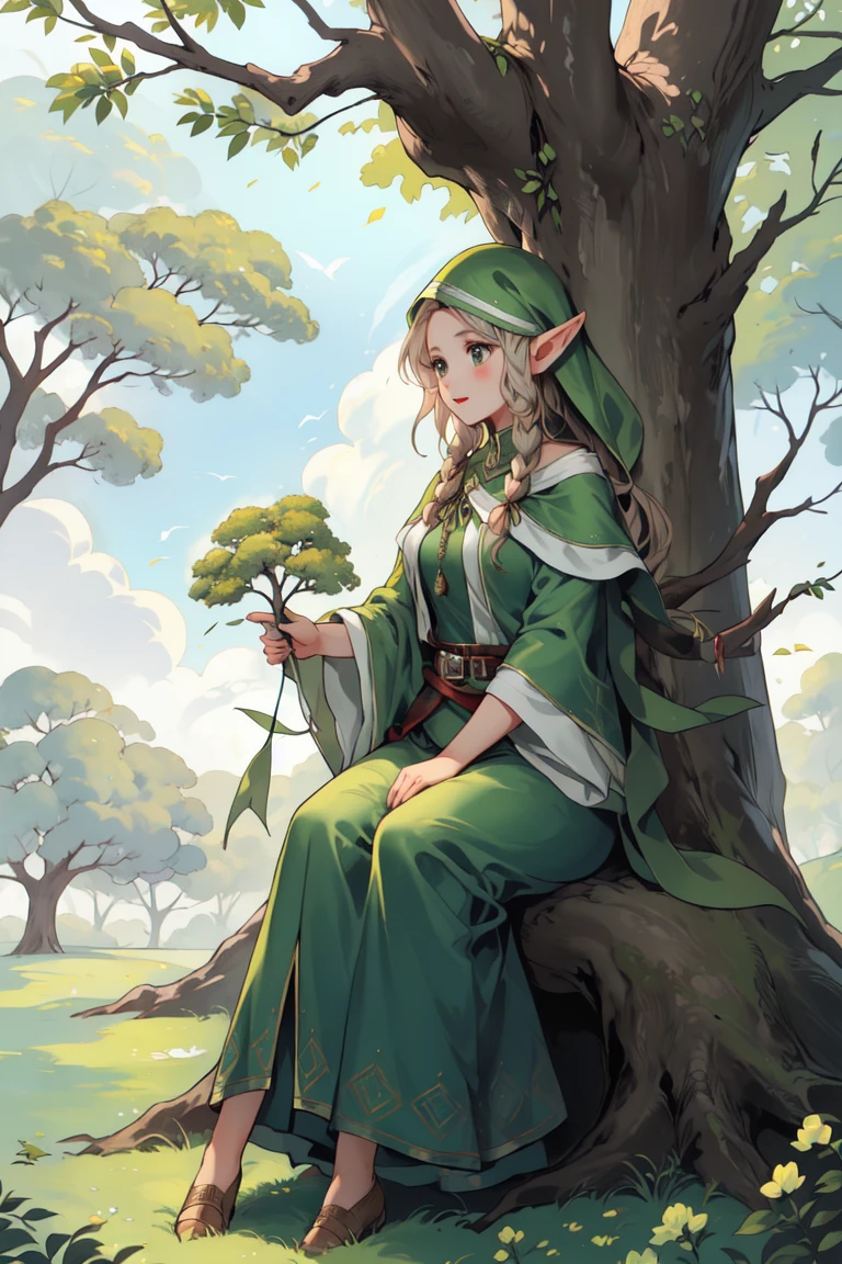 Beautiful elf , big tree