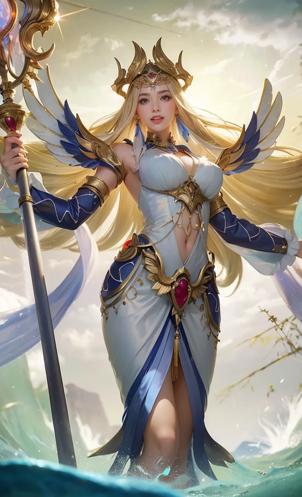 (RAW photo:1.2), ((photorealistic:1.4),(masterpiece:1.3),(best quality:1.4),ultra high res,(detailed facial features),(detailed clothes features),HDR,8k resolution, 1 girl, blush, white hair, crown