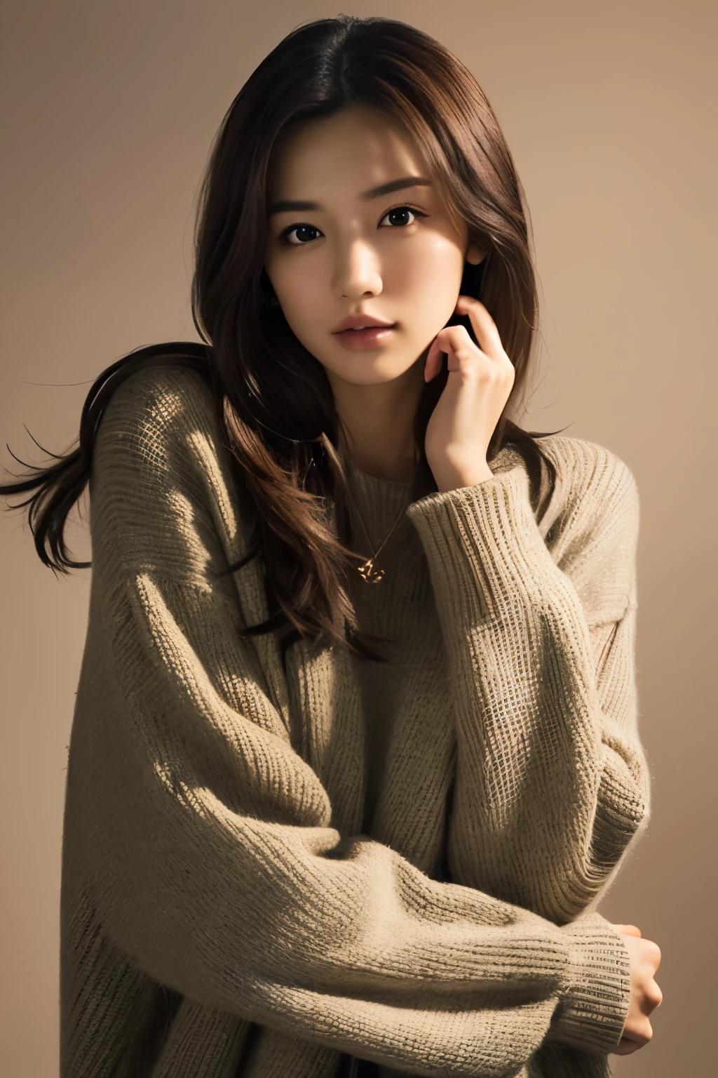  1 girl, (Fashionable fall outfits:1.2), A very beautiful portrait of a Japanese actress, 
 (RAW Photo Best Quality), (Realistic, Realistic:1.4), (masterpiece), 
 very detailed, 2k wallpaper, wonderful, finely,  very detailed,  CG Unity 8k Wallpaper ,  very detailed,  high definition, Soft light, 
 A beautiful girl with careful attention to detail,  very detailedな目と顔, A beautiful and elegant nose,  beautiful beautiful eyes,  movie lighting , 
(Fashion magazine gravure shoot ), (Girl full body silhouette:1.2),
(Medium hair), 
 perfect anatomy, Slender body,  small breasts, Thin legs