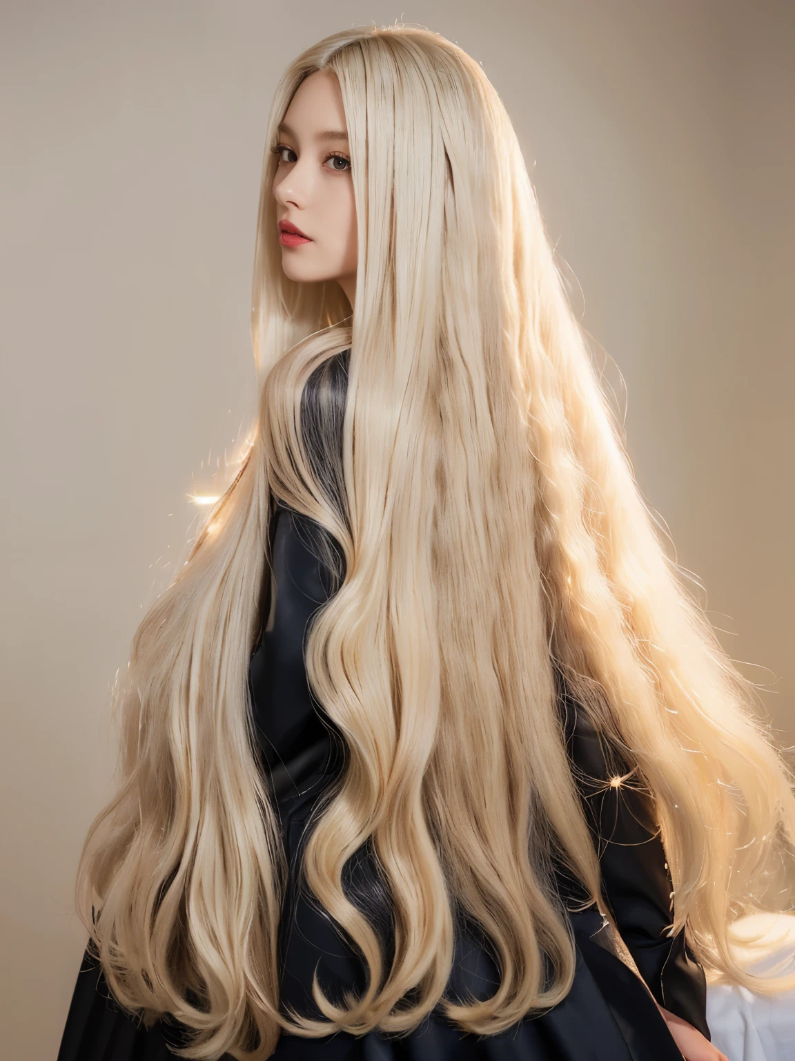 2Women (White wall background:1.4. Upper body photo from the knees up) ((Random hip poses showing as much back and hair as possible)) ((Beautiful model with long platinum blonde hair, girl with super length Hair, extremely length Hair, extra length Hair, very long, Flowing Hair, very length Hair, length Hair girl, very long, Flowing platinum blonde hair, length Hair windy, very longプラチナブロンドヘア, length, Flowing Hair, length and or curly hair, with length Hair, length Hair!!!! Her Highest quality hair is long and 真っ直ぐ or curly hair very long, Highest qualityのプラチナブロンド, length hair in the center, Highest quality long Straight or curly hair, length, Straight or curly hair, beautiful, High quality platinum blonde hair, length and platinum blonde hair highest quality Straight or curly hair, length Hair, length and Straight or curly hair, Highest qualityのプラチナブロンドヘア, Perfect silky Straight or curly hair of the Highest quality, Straight or curly hair, Highest qualityのプラチナブロンドヘア, length platinum blonde hair Straight or curly hair, length, Bright platinum blonde hair Her hair is long and Straight or curly hair, very longプラチナブロンドヘア, length hair in the center, length Straight or curly hair, length, Straight or curly hair, beautiful hair of the Highest quality, length Hair, length, Straight or curly hairプラチナブロンドヘア)) (Her bangs are perfect.:1.3) ((Highest quality)) ((masterpiece)) (family friendly) (Get used to it) (Received a sensual make-up treatment by a professional make-up artist.... Exquisite texture:1.4 Bright red lipstick!!! Beautiful black eyeliner) Perfect Woman'face (Her face is dignified そして sexy) ((Her eyebrows are very thin:1.8)) Perfect Woman'face (Her face shape is thinner than average:1.8) (Her eyes are larger than average:1.8 Her nose is higher than average:1.8) (She is more glamorous than the average French woman.:1.5 Her skin is the typical complexion of t