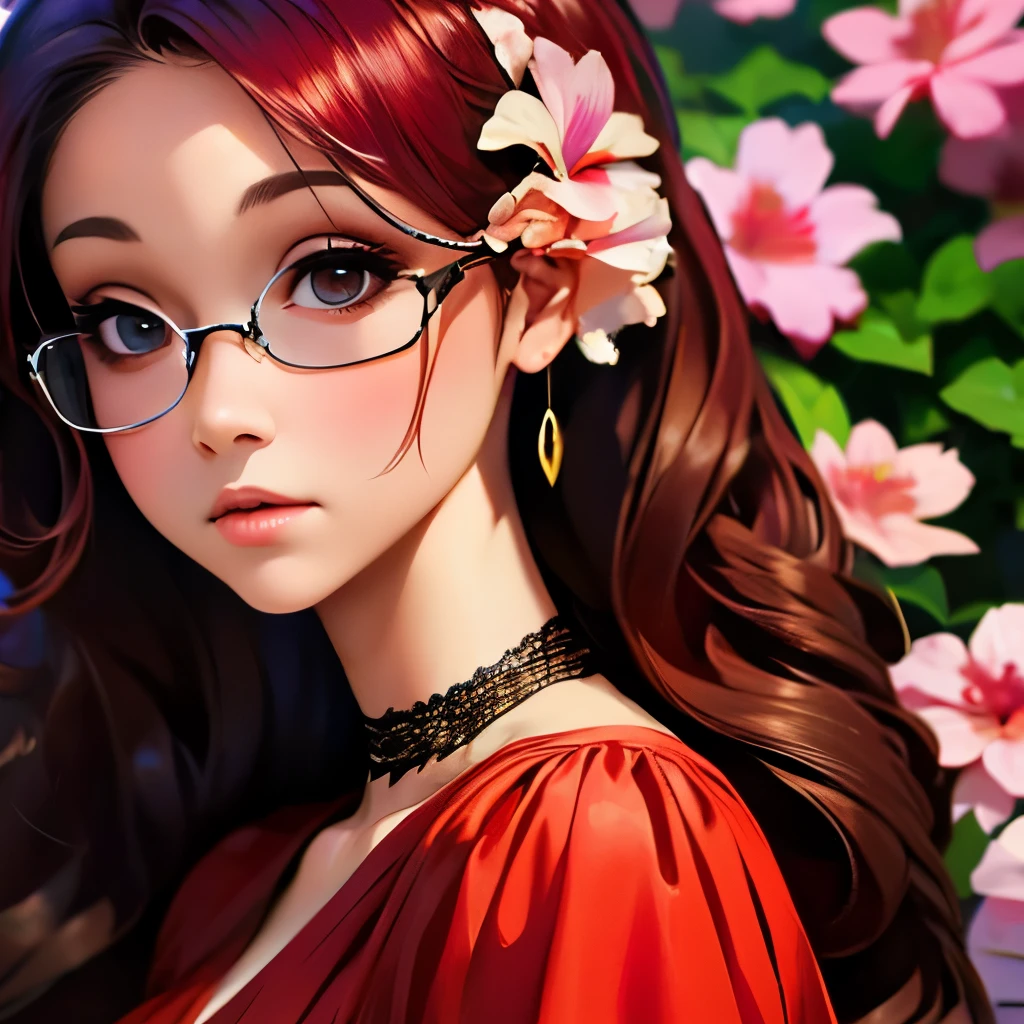 a close up of a woman with long red hair and a flowered dress, realistic artstyle, realism artstyle, 🌺 cgsociety, photorealistic artstyle, photorealistic disney, fanart, in the art style of bowater, hyperrealistic teen, photorealistic anime girl render, realism art, realistic hair, realistic art style, beautiful digital artwork, 🤤 girl portrait