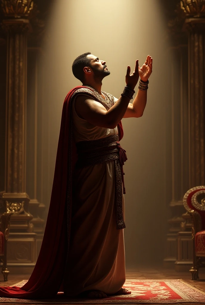 In a 16:9 landscape format, a male Stoic philosopher stands in a grand Roman interior, with the ground subtly cracking beneath him, symbolizing the emotional upheaval of betrayal. Dressed in a classic tunic with shoulder openings, his expression is one of shock and disbelief as he stares into the distance, struggling to process the revelation. The background features dim, cold lighting with towering Doric columns and faint outlines of Roman architecture. The crack under his feet is highlighted by dramatic lighting, emphasizing the instability and emotional turmoil. The image captures the moment his world is shaken, setting the tone for the realization of betrayal.