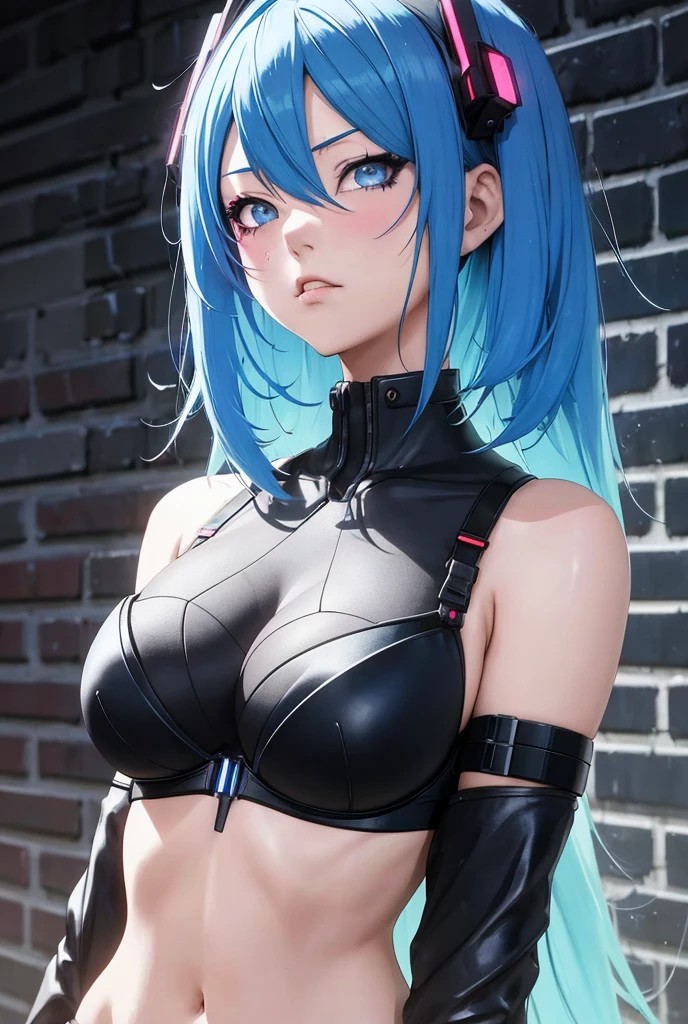 1 Woman, Aesthetic: 1.2), (High Resolution, Absurd Resolution, 8K Resolution, 4K Resolution: 1.3), (Complex, Complex, Retouched Images, HDR: 1.8), (Sharp Focus: 1.5), (Digital Painting: 0.8), (Anime: 1.8), Color Grade, Portrait, Soft Lighting, Intense Shadows, Detailed Background, Ruins, Blood, Zombie Girl, Slender Waist, Sexy Legs, Big, horror, mint green hair, long hair, blue eyes, more detail.