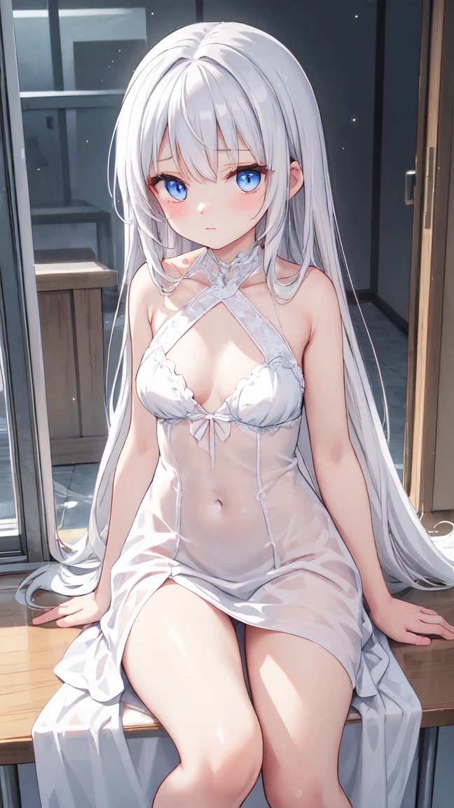 Illyasviel von Einzbern、blush,smile、Sexy see-through lingerie、camisole、Primary school students、The back is very small、Lolita、Small breasts、Showing armpits、exterior: 14 years old、Shoulder Bare、The clavicle is visible、Sexy thighs、Beautiful feet、Usual hairstyle、highest quality, High resolution, unity 8k wallpaper, (shape:0.8), (Beautiful and beautiful eyes:1.6), Highly detailed face, Perfect lighting, Extremely detailed CG, (Perfect hands, Perfect Anatomy),