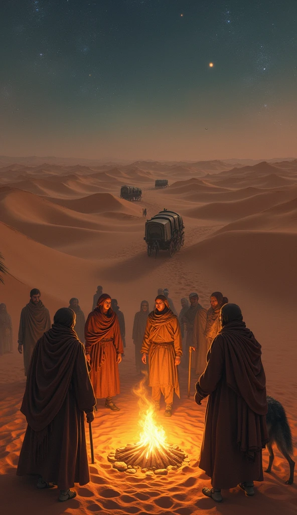 *The Morning After the Heist**
*Illustrate the chaotic scene in the camp the following morning, as Malik discovers the theft. The chest lies open, with the other jewels untouched but the ruby missing. Malik, furious and bewildered, stands over the chest, while the guards look on in shock. The bright morning sun illuminates the camp, and on the ground next to the chest, a single claw mark is etched into the sand as the only trace of the Sandcat's presence. The vast desert stretches out in the background, still and indifferent.*