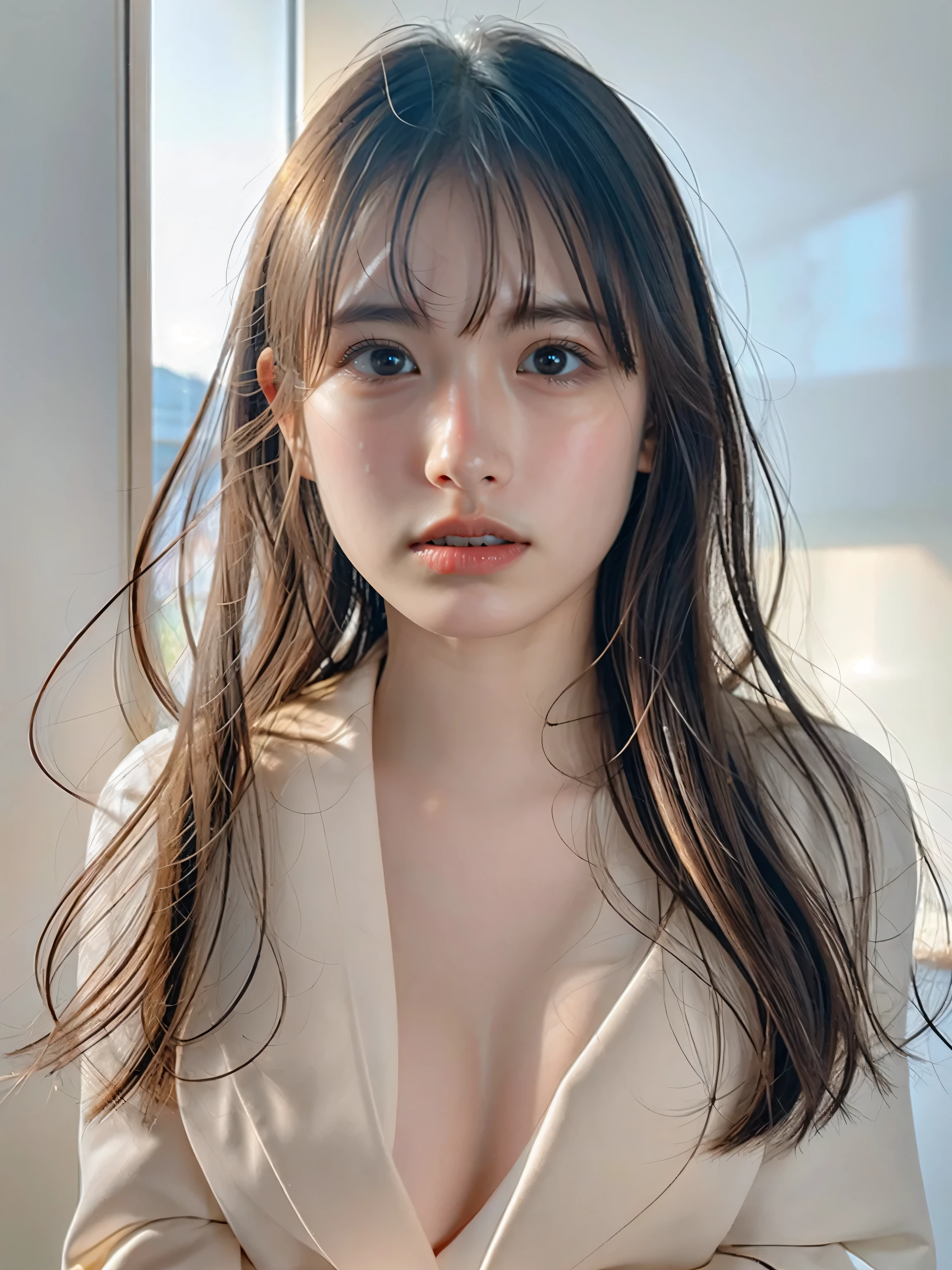 {{Best Quality}}, {{Focused on the face:1.6}}, Soft light,  ultra high resolution, ( photorealistic:1.4),  RAW Photos,((Transparent air))、(Transparent eyes) ,{ 1 Japanese girl:１８age：(smile:0.5)},full body, {naked},{ nude},{ nakedの ,cute],((transparent air)), (transparent eyes), {{(pupil, pupilに光:1.3)}},{{ Double eyelids on both eyes }},{{  long eyelashes :1.8}}}, details, (Small breasts),( high-resolution details of the texture of human skin), (Long Hair)