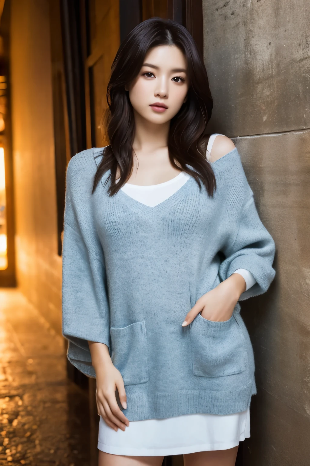 1 girl, (Fashionable fall outfits:1.2), A very beautiful portrait of a Japanese actress,
(RAW Photo Best Quality), (Realistic, Realistic:1.4), (masterpiece),
very detailed, 2k wallpaper, wonderful, finely, very detailed, CG Unity 8k Wallpaper , very detailed, high definition, Soft light,
A beautiful girl with careful attention to detail, very detailedな目と顔, A beautiful and elegant nose, beautiful beautiful eyes, movie lighting ,
(Fashion magazine gravure shoot ), (Girl full body silhouette:1.2),
(Medium hair),
perfect anatomy , Slender body, small breasts, Thin legs