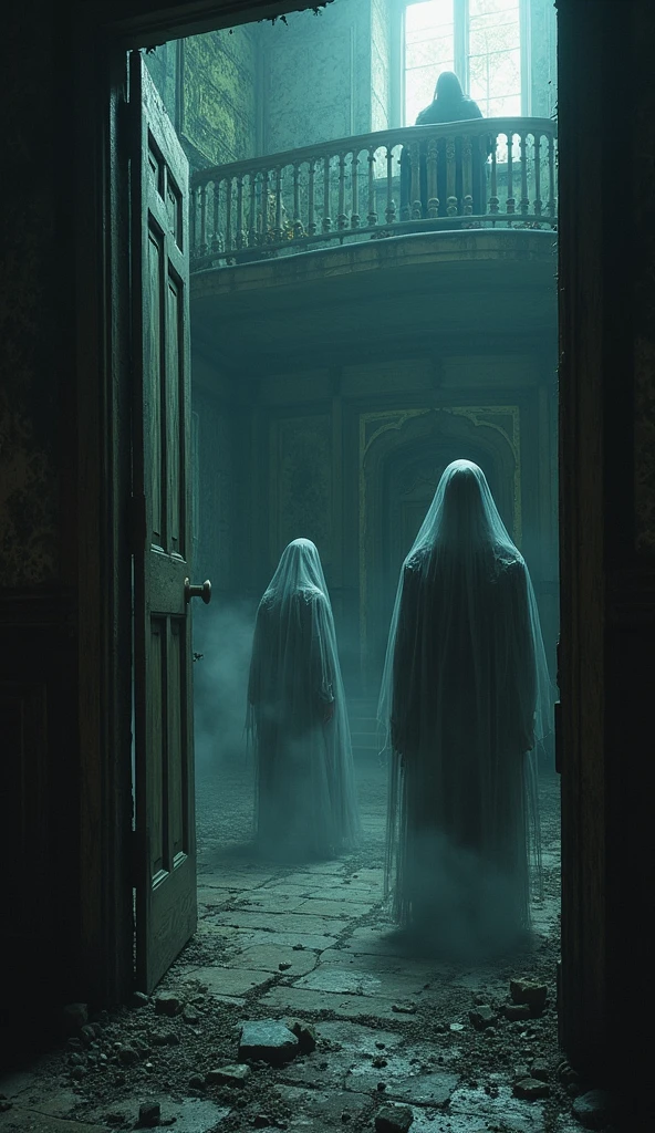 It was a ghost of the woman without a lower part of the body that appeared from darkness. 

 ghost scary late night creepy 
frightening