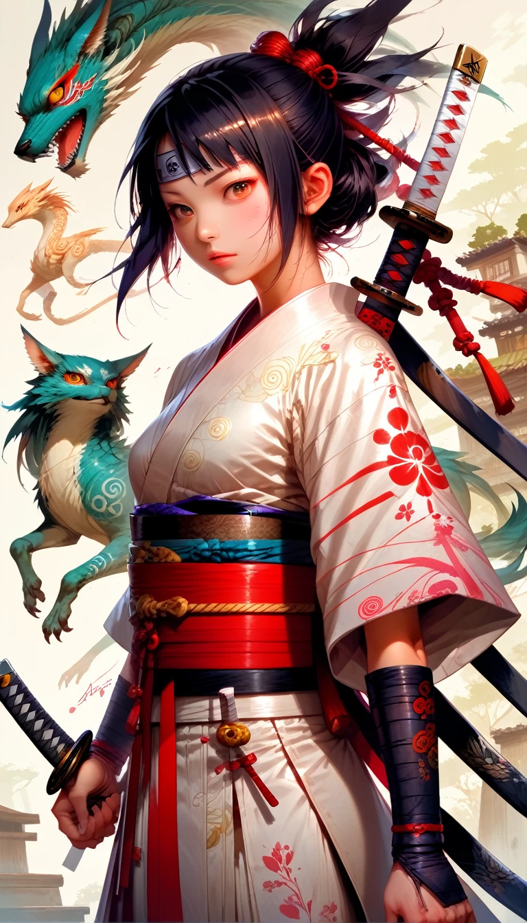 score_9, score_8_up, score_7, a picture of Japanese female samurai, she has long black hair, wearing samurai armor, armed with a katana, ready for battle, dynamic angle, Japanese fantasy art, 16k, highres, best quality, high details, ultra detailed, masterpiece, best quality, (extremely detailed), arafed, dnd art, JapaneseKatana, wtrcolor style