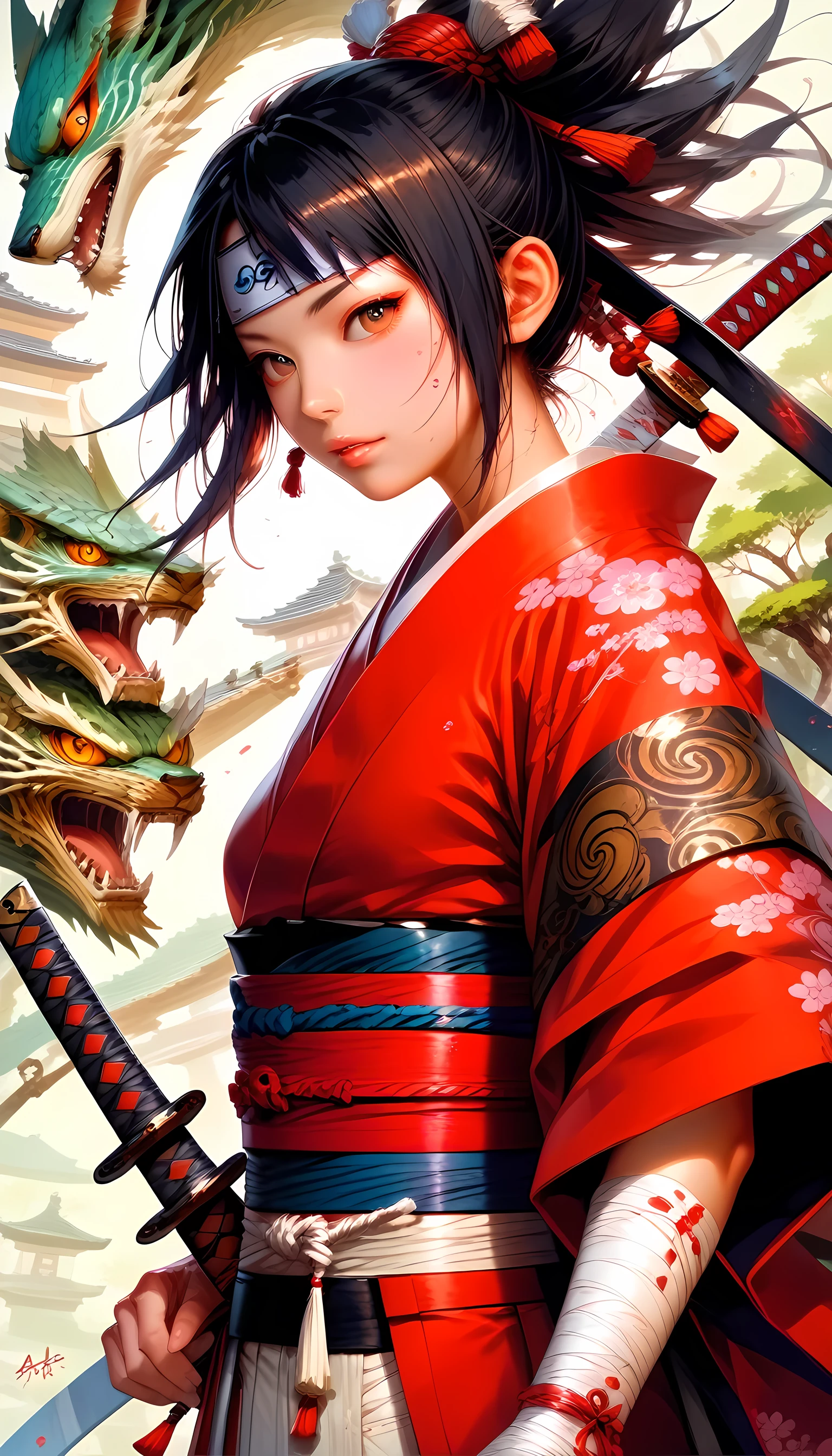 score_9, score_8_up, score_7, a picture of Japanese female samurai, she has long black hair, wearing samurai armor, armed with a katana, ready for battle, dynamic angle, Japanese fantasy art, 16k, highres, best quality, high details, ultra detailed, masterpiece, best quality, (extremely detailed), arafed, dnd art, JapaneseKatana, wtrcolor style