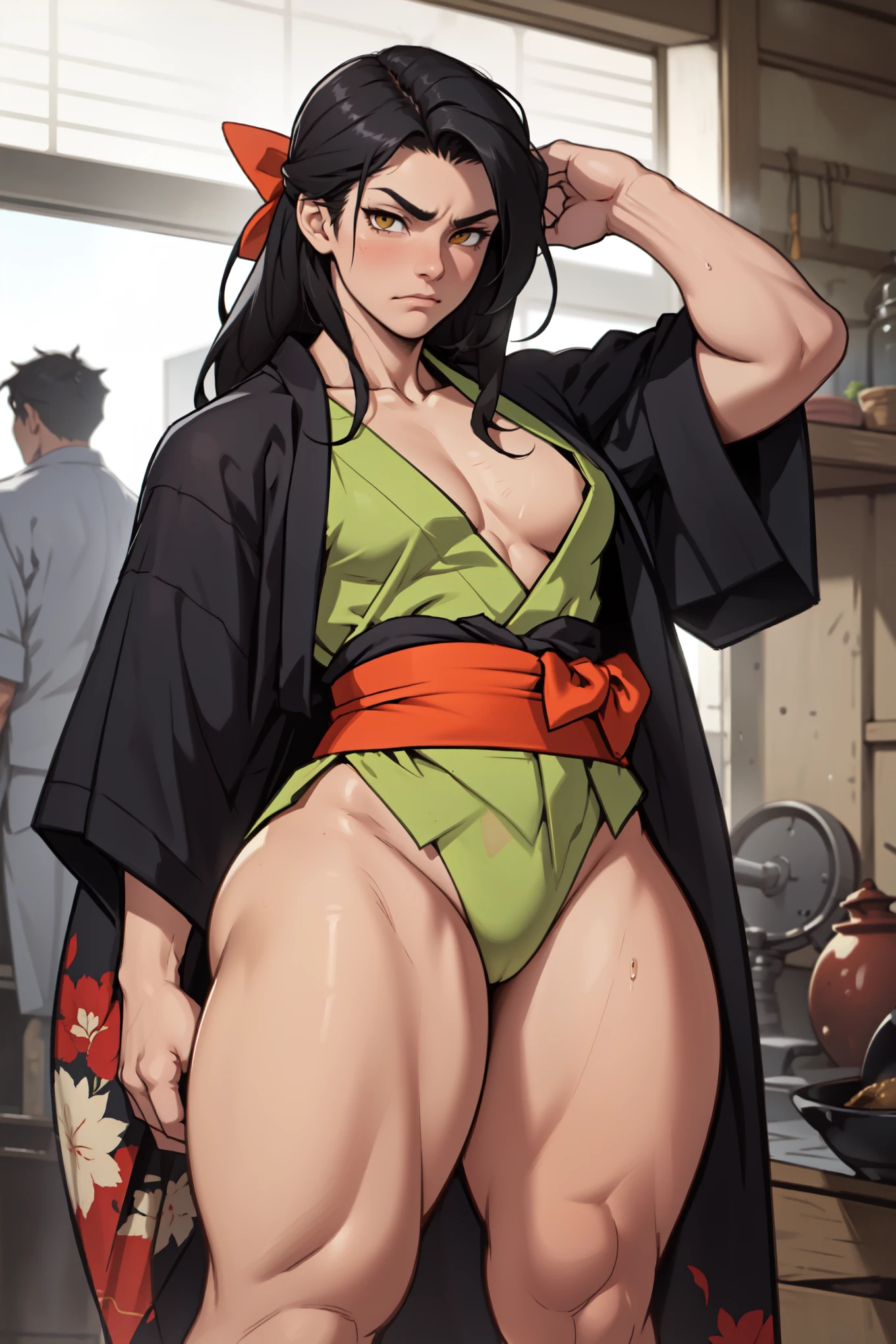((La mejor calidad, 8k, Obra maestra: 1.3)), Hermosa mujer con figura perfecta: 1.4,, Textura Facial y Piel Altamente Detallada, Ojos finos, 二重まぶた, (1girl), (Cicatriz de la cara izquierda), (28 years old, Sexy Maduro), (Waistcoat line, cintura delgada, chaqueta azul nalgas), ((Grandes ojos azules, long eyelashes)), ((faneca)), ((Nariz firme)), (Detalles reales de la piel), Cara detallada, La mejor luz, Mejor sombra, Luz de borde, Dynamic action, Trazado de rayos, Motor Unreal 5, (Cammy White de Street Fighter 6, Personajes CG en el juego)), hermoso cabello brillante, ((gris oscuro apretadouscular, cuello, anuncio-pecho duro), (Street Fighter 6 Promotional Poster Style)), (leg muscle lines), Neon lights, Calles bulliciosas y animadas, Edificios altos en la distancia, Noche