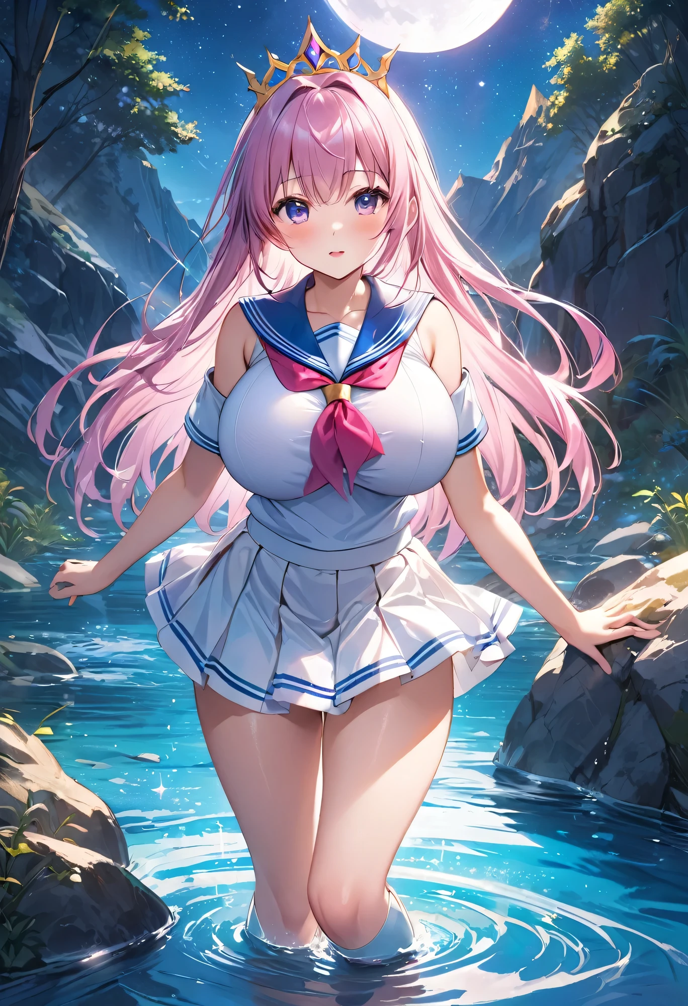 (best quality,4k,8k,highres,masterpiece:1.2),ultra-detailed,realistic:1.37,beautiful,detailed,blue eyes,pale pink hair,long eyelashes,sitting on the ground,legs open,short skirt,white panties,beautiful and perfect legs,clean and perfect hands,conceptual art style,vivid colors,soft lighting