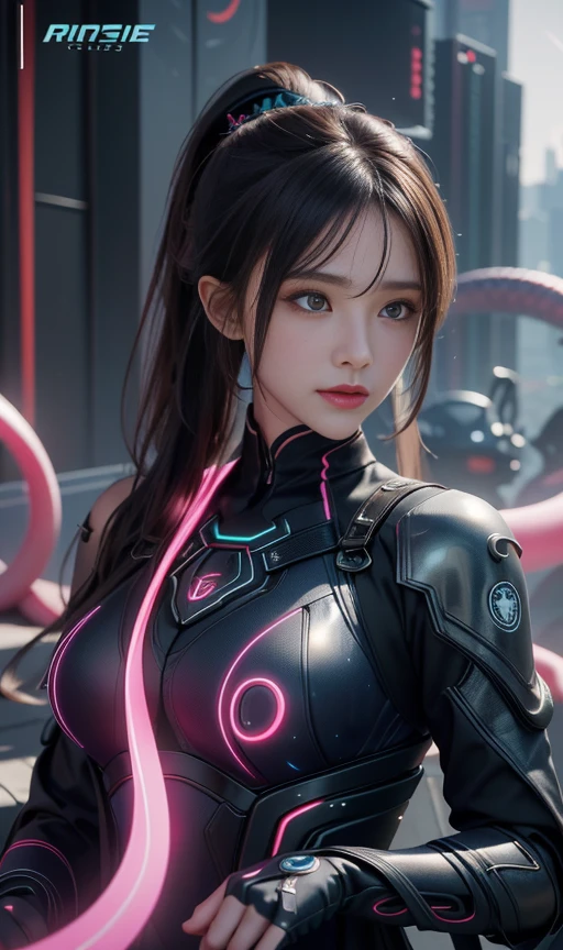 Game Art，Highest quality，relax、relaxフィーリング、  highest resolution  ，8k，((Bust photo))，((Portraiture))，(3-part construction )，  Unreal Engine 5 Rendering ， ( Future Girl)，( Female Warrior)， 22 year old girl，(Long ponytail hairstyle in red and blue shades)，( Beautiful Eyes and Attention to Details )，relaxストリップ、(Big Breasts)，Elegant and attractive，smile，(Frowning)，(Clothes filled with futuristic sci-fi style，sweater，relaxポーズ、relaxポージング、 delicate pattern，Shining Jewels，armor)，  Cyberpunk Characters ，Futuristic Style， Photo pose，City Background， movie lighting ， ray tracing，Game CG，((3d unreal engine))，  Reflection Pattern Rendering 8K Exposure, (masterpiece),  very detailed, Professional tentacles wrap around your body、、Tentacles feel good、Tentacles caressing nipples、 intertwining tentacles 、Hose-like tentacles、Tentacles wrapping around chest、Tentacle caressing、Snake-like tentacles、沢山のTentacle caressと媚薬、、Tentacle caress、Tentacle caress媚薬、Tubular tentacles))、Tentacles wrap around the body、relax　orgasm、、 intertwining tentacles 、Hose-like tentacles、Snake-like tentacles、 aphrodisiac lotion secretes from the tentacles 、、The tentacles feel good、 many tentacles caress her breasts on Asuna's monorail、Tentacles caressing nipples、Tentacles caressing nipples、Tubular tentacles)