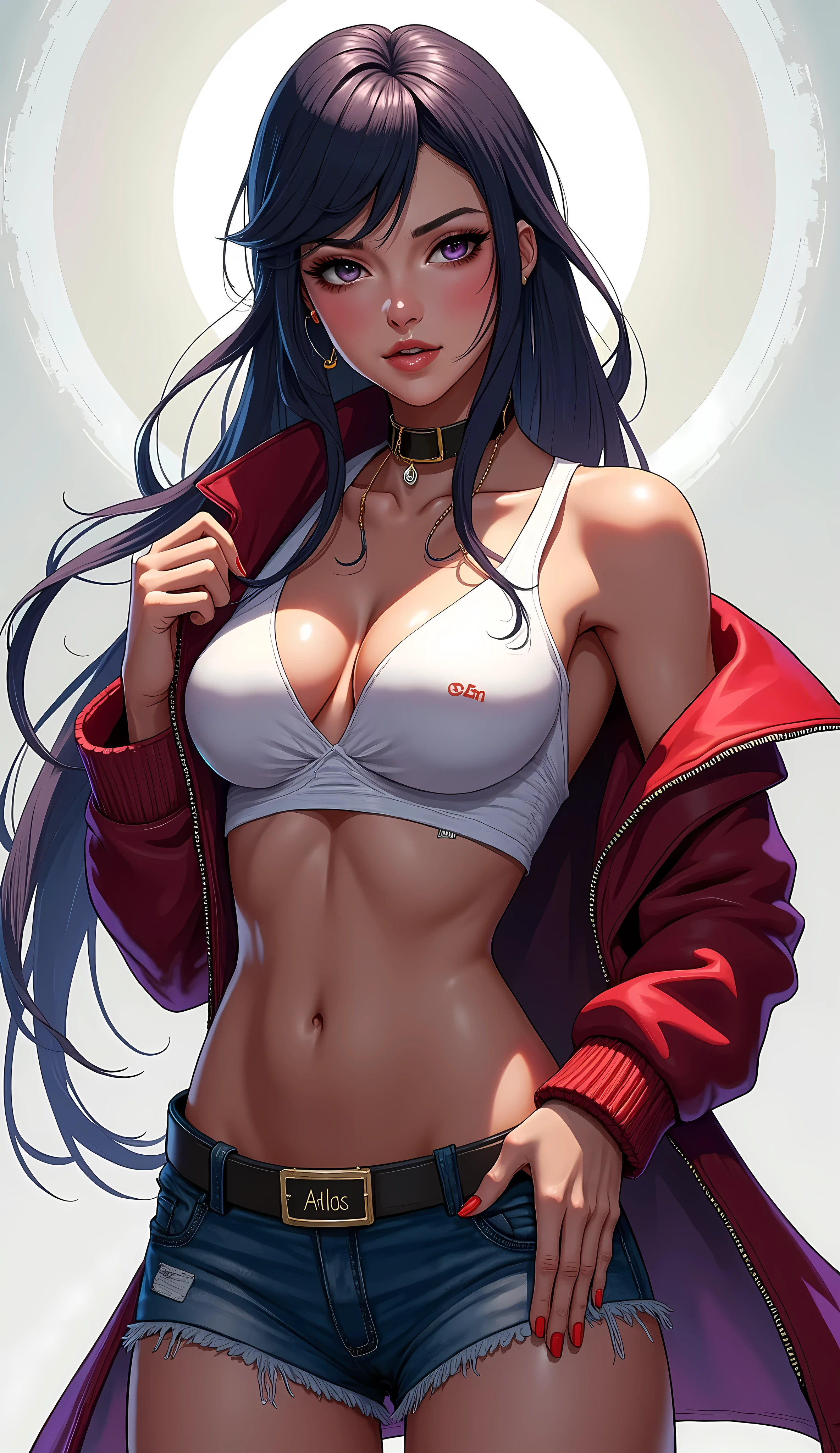 girl spacepunk,(((1girl))),((beautiful girl with bright and luminous cat ears)),
(large breasts:1.4),saggy breasts,((((black hair,black messy hair,colored inner hair,large hair,absurdly long unkempt hair:1.35,long black hair,ear breathing)))),((((cat ears,cat ears on head,big cat ears, glowing cat ears:1.5)))),(((pink eyes:1.3,upturned eyes:1.3,perfect eyes,beautiful detailed eyes,finely detailed beautiful eyes:1,symmetrical eyes:1))),((fat)),(((lustrous skin:1.5,bright skin: 1.5,skin tanned,shiny skin,very shiny skin,shiny body,plastic glitter skin,exaggerated shiny skin, illuminated skin, wet legs))),(spider lower abdomen,narrow waist,wide hip,athletic body,inflated legs,delicate detailed fingers,detailed body,human hands,(detailed face)),
cute,slutty,seductive,erotic,(((nsfw))),
zettai ryouiki,revealing clothing,show skin,((((underboob)))),(cleavage),(semi-naked,with little clothing,((tiny thong)),bare legs,visible thong straps),((((crop top hoodie,cropped hoodie,hoodie,hoodie intricate)))),((wet clothes,detailed outfit,detailed clothes)),
(dynamic pose:1.0),solo focus,embarrassed,(centered,scale to fit dimensions,Rule of thirds),
cyberpunk city by the ocean at night, with bright neon signs and dark stormy clouds and puddles,
High resolution, sharp focus, (ultra detailed, extremely detailed), (photorealistic artwork:1.37), 8k wallpaper,((synthwave background theme)),((vibrant colors)),(intricate),masterpiece,(best quality),