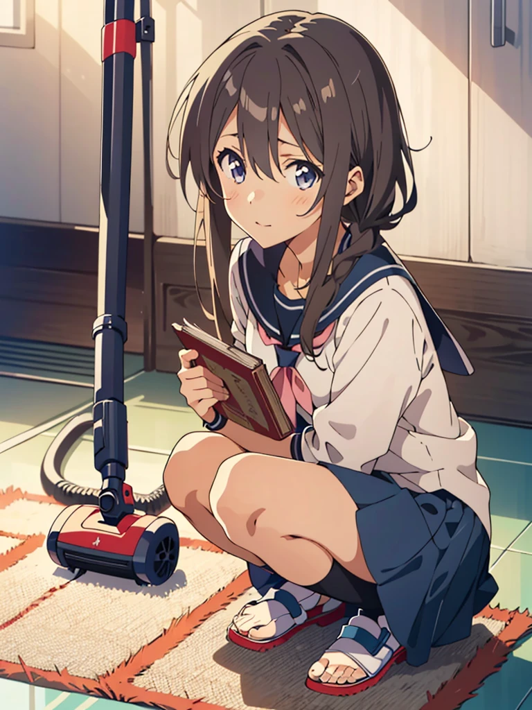 anime girl sitting on a mat with a book and a vacuum, seductive anime girl, anime moe artstyle, cute anime girl, attractive anime girl, , beautiful anime girl squatting, beautiful alluring anime teen, anime best girl, (anime girl), the anime girl is crouching, anime visual of a cute girl, a hyperrealistic schoolgirl