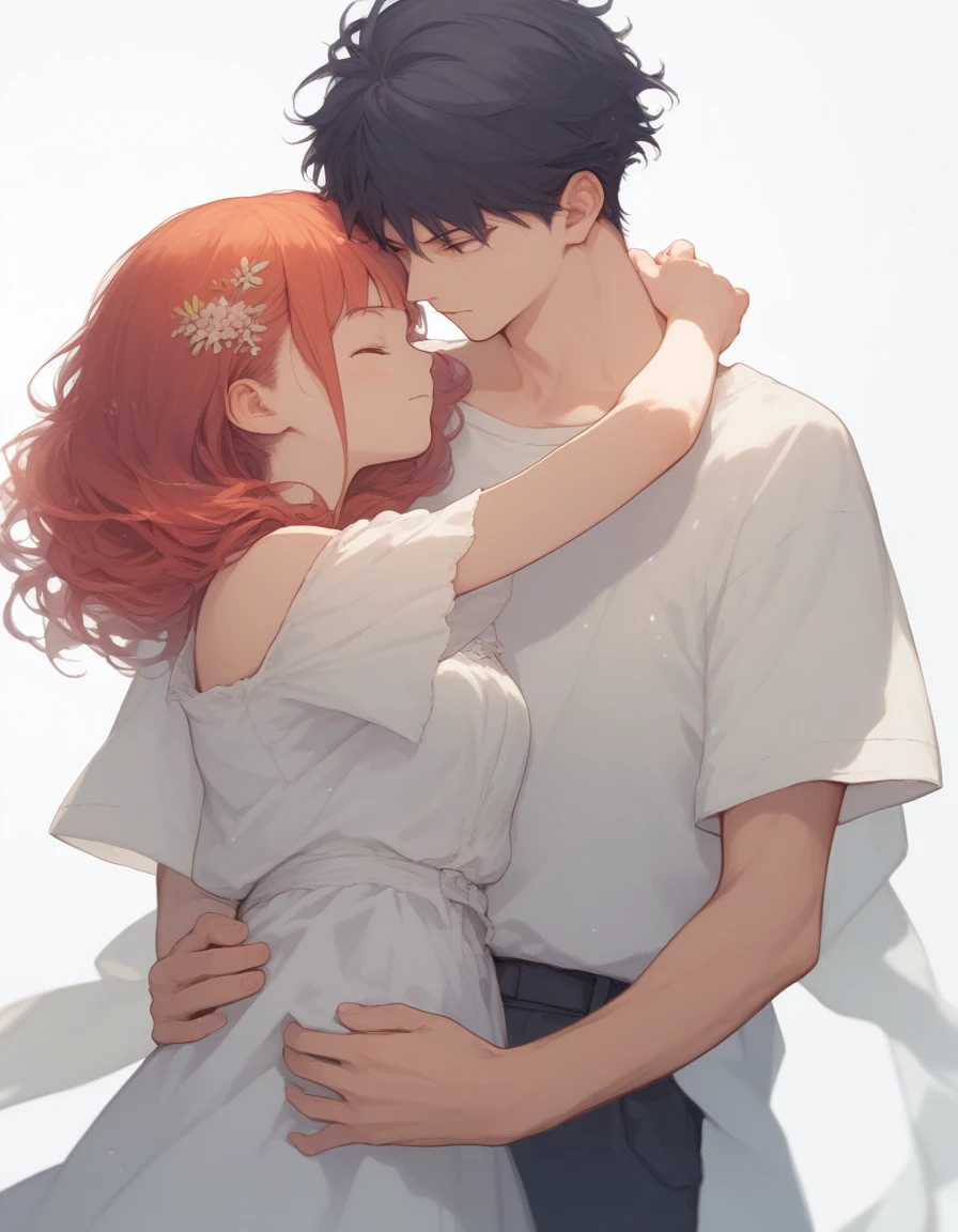   anime character holding a woman in her arms, inspired by Ryūsei Kishida, (SFW)  safe for work ,  the Kamagurka ,  em ANIME STYLE ,   man grabbing the waist of a woman  , em ANIME STYLE japonês, wikihow , marin kitagawa fanart,  ANIME STYLE ,  inspirado em Koryusai Isoda 