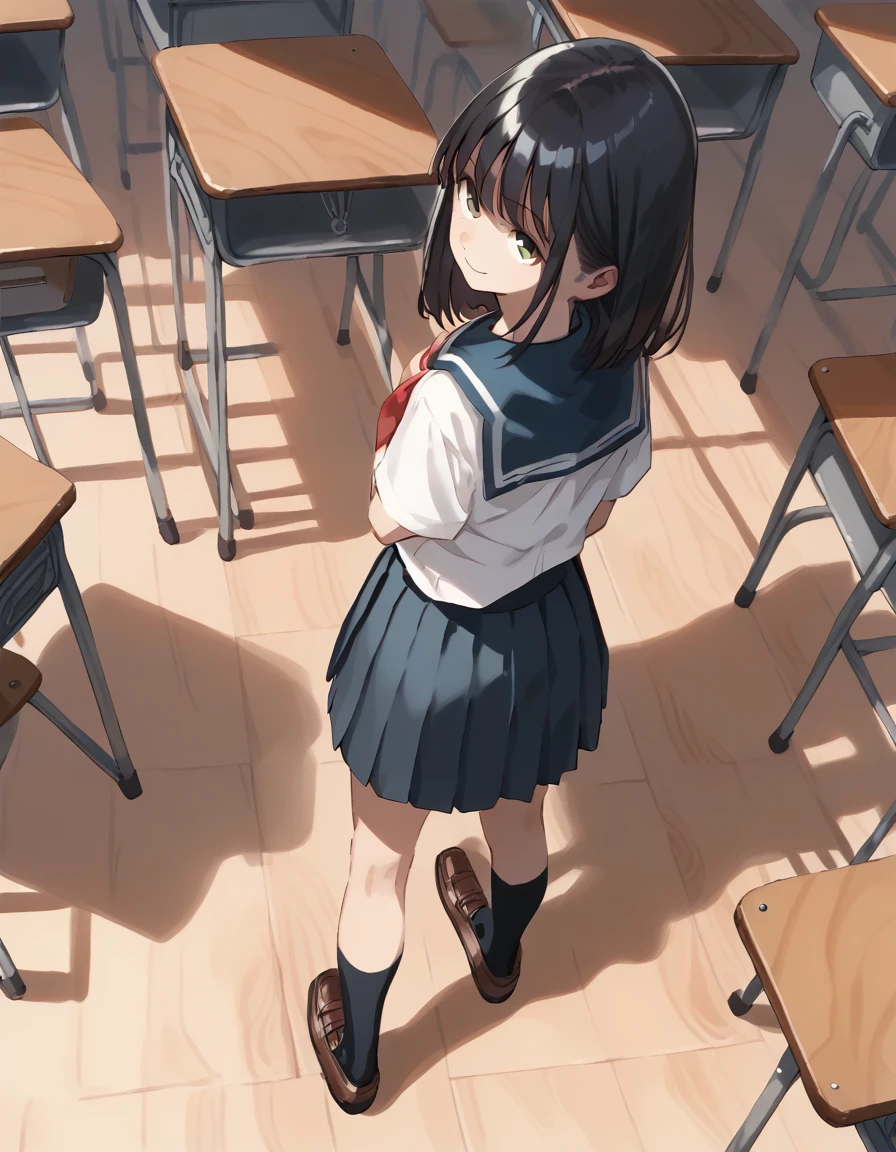 score_9, score_8_above, score_7_above, score_6_above, score_5_above, score_4_above
seasu, school uniform,  classroom ,  looking back, Light Smile