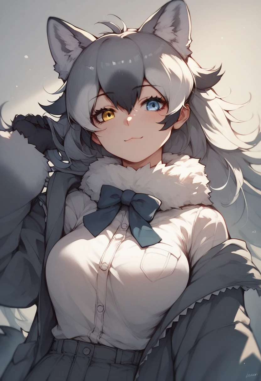 Score_9, Score_8_up, Score_7_up, Score_6_up, Score_5_up, Score_4_up, source_anime, 1girl, nsfw, grey wolf \(kemono friends\), heterochromia