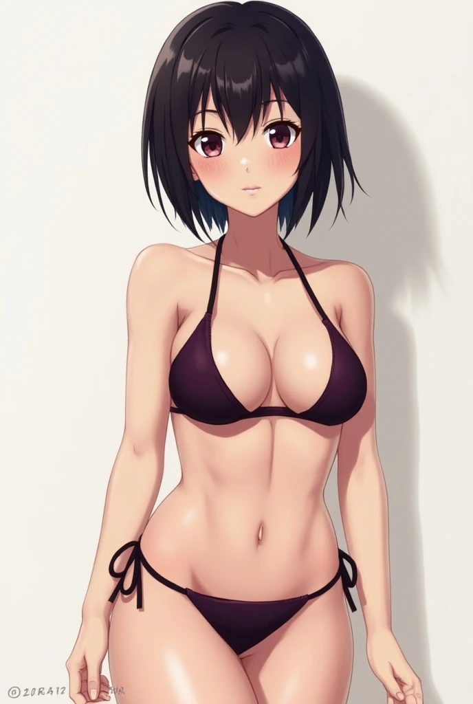 a sketch drawing a scantily clad anime girl, with a scar at the height of the nose that runs from one cheek to the other