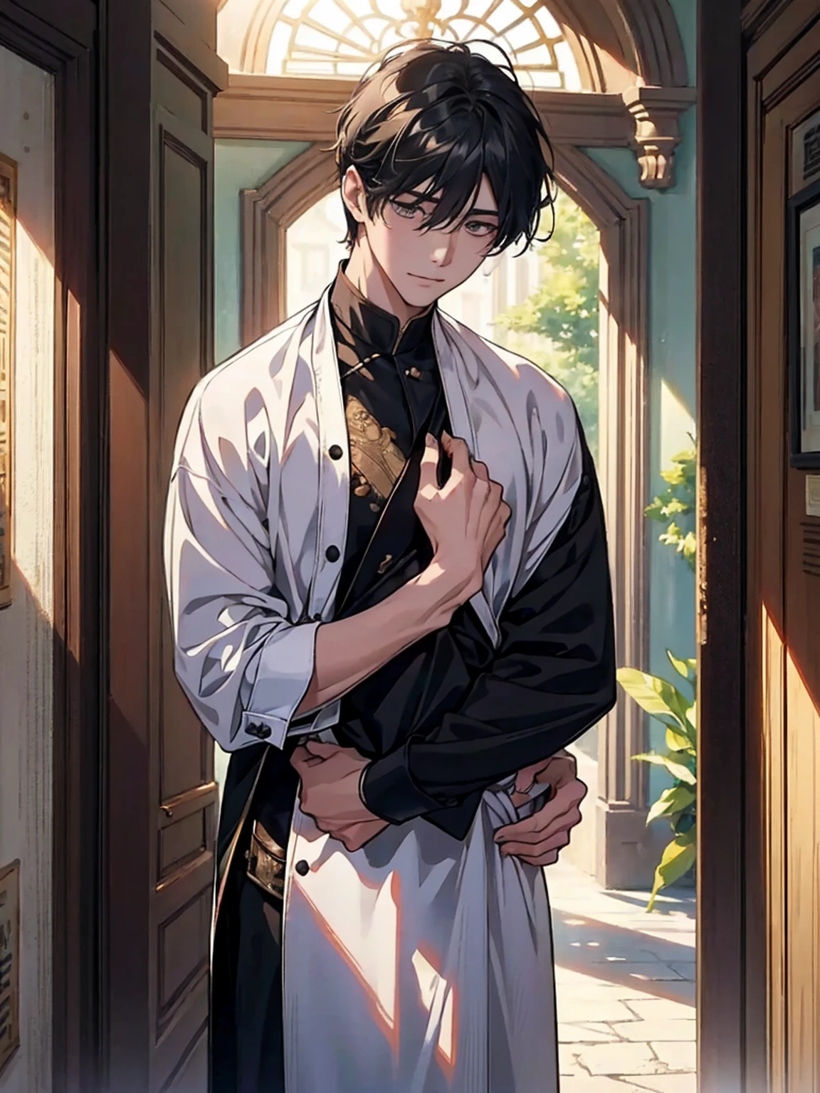 room、Two people sitting in room、Drunk man、Yaoi、two men、black haired、short hair、mole under mouth、open your mouth、look away from the camera、blush、Far from the camera、pleasure,thin chest、NFSW、Overexposure、sex,sexual intercourse,Sweat joint part,insert,Lewd,intense