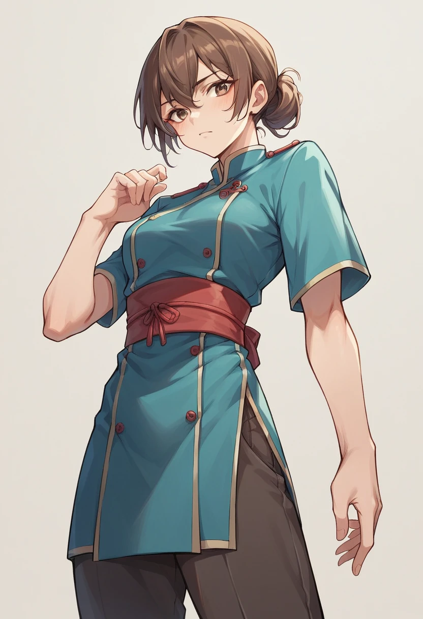  brown hair , Jujutsu uniform, eyes 