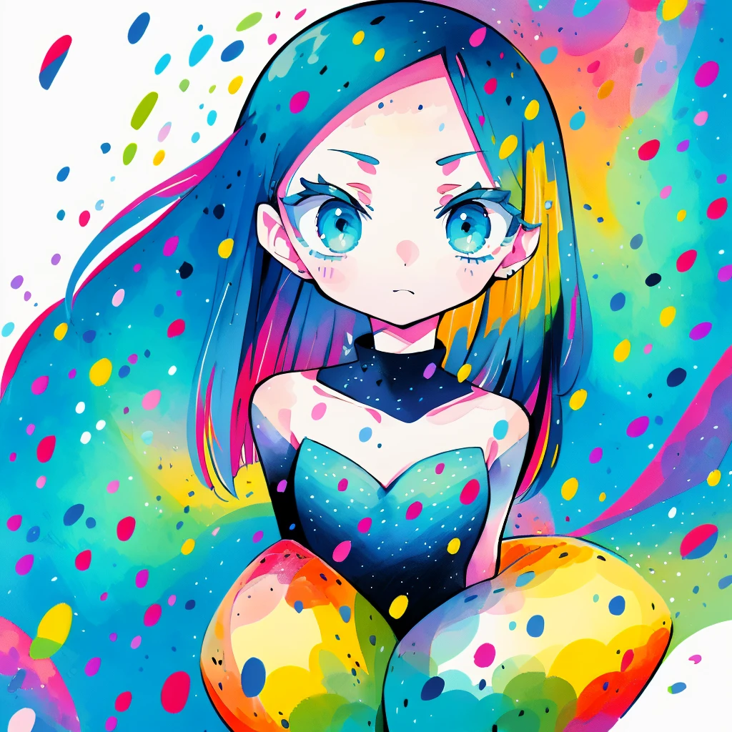 1girl,Star Fairy、Geometric patterns、Abstract Painting、(The best composition、Super detailed、Best Quality、 masterpiece、Ultra High Resolution, detailed background),((2D)),(( Vivid Color )),((colorful)),((colorfulな🌊のフラクタルアート)),fluid、