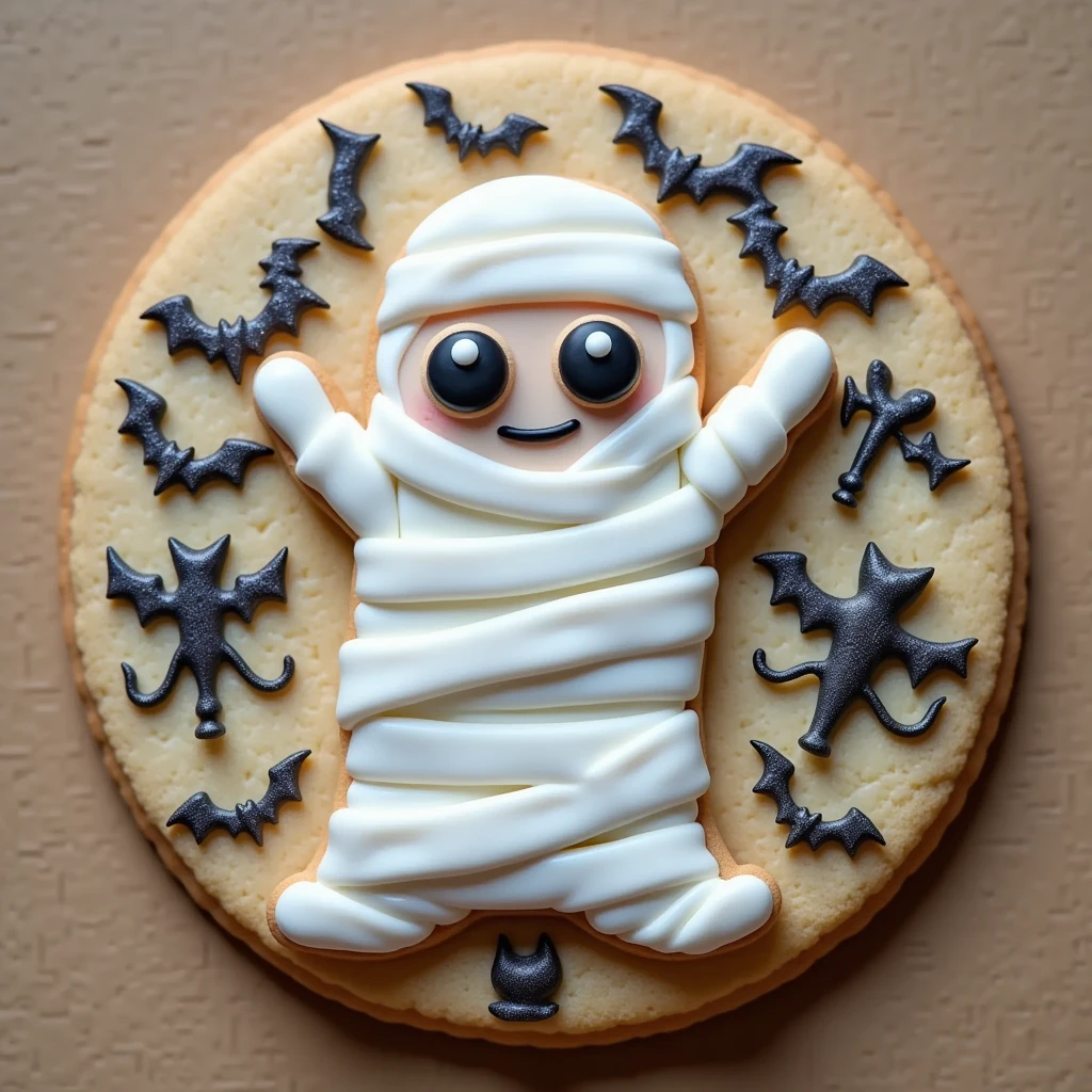 (masterpiece, best quality:1.2),Halloween icing cookie,mummy, icon,星,月