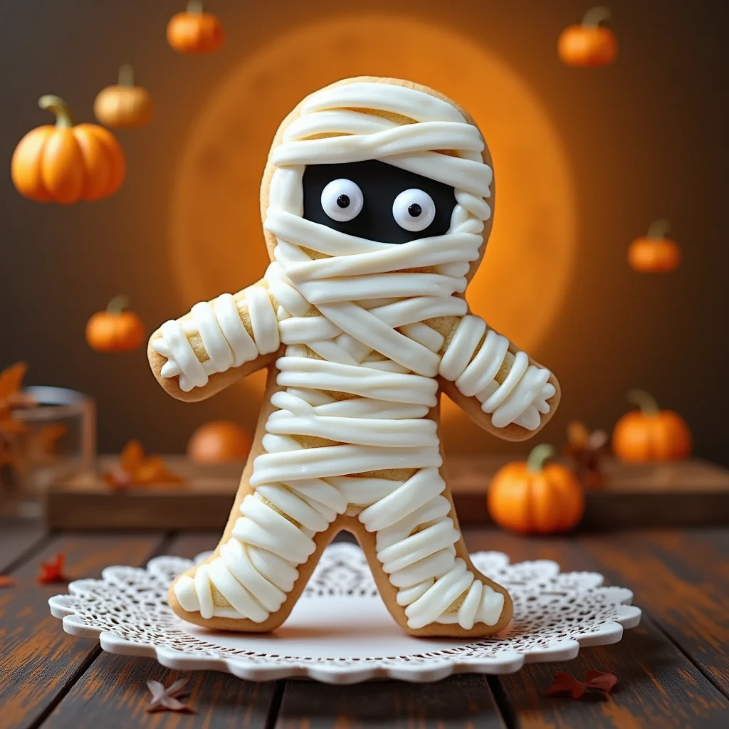 (masterpiece, best quality:1.2),Halloween icing cookie,mummy, icon,星,月