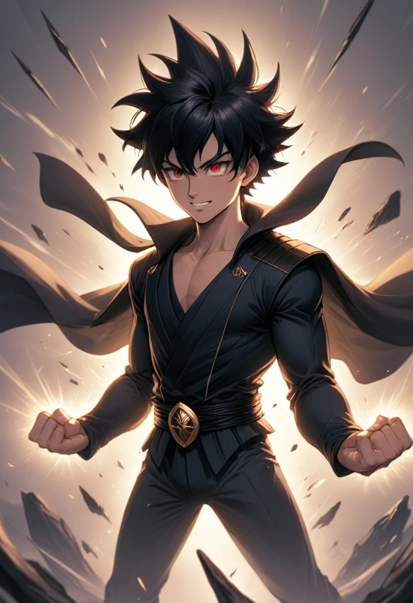 TcolonolonolonolonolonolonolonolonolonolonolonolonolonolonolaT The Short Black Haired Anime Boy with black eyes, super Good look,God like powers, Black Gakuran Outfit, Positive Super Look,male Witch hat, smiling 