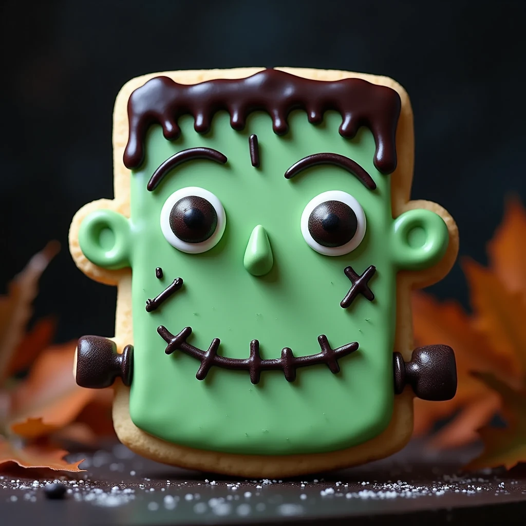 (masterpiece, best quality:1.2),Halloween icing cookie,frankenstein, icon,face