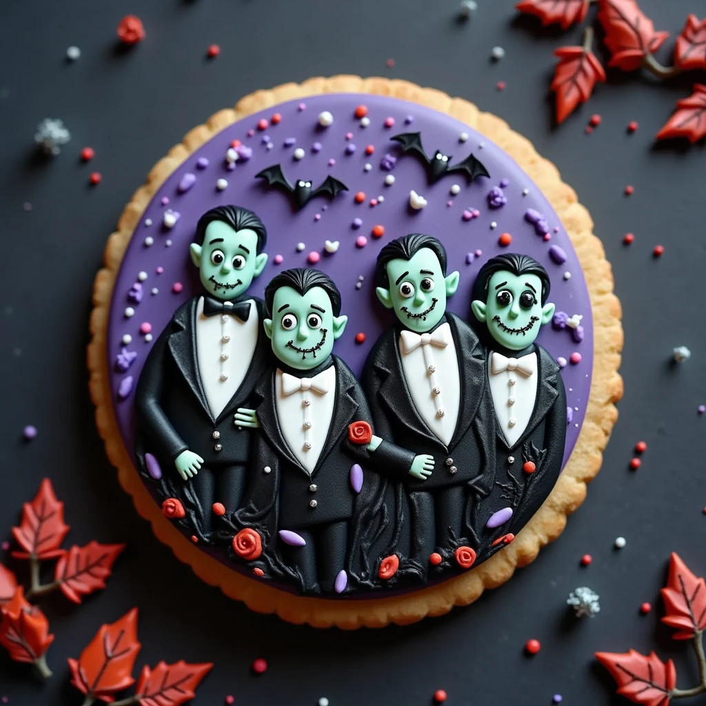 (masterpiece, best quality:1.2),Halloween icing cookie,vampire men,