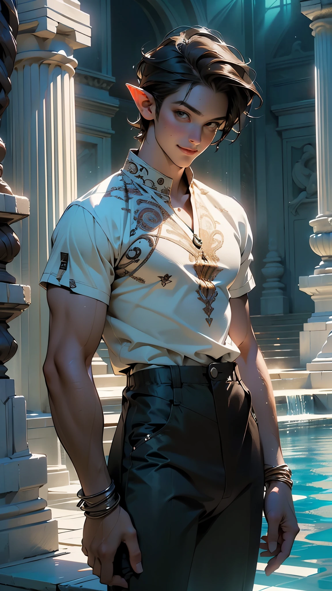 un chico en tanga, 20-year-old man, muy delgado delgado, slim, slender, cuerpo completo, musculos realistas detallados, alto, cuerpo proporsinado, anatomia perfecta, esbeldo, hermoso, rostro simetrico, sin camisa, descalzo, sin pantalon, piel realista y detallada, sentado junto a la ventana con vista al lago, becoming the subject conposition. colores sepia, minimalista