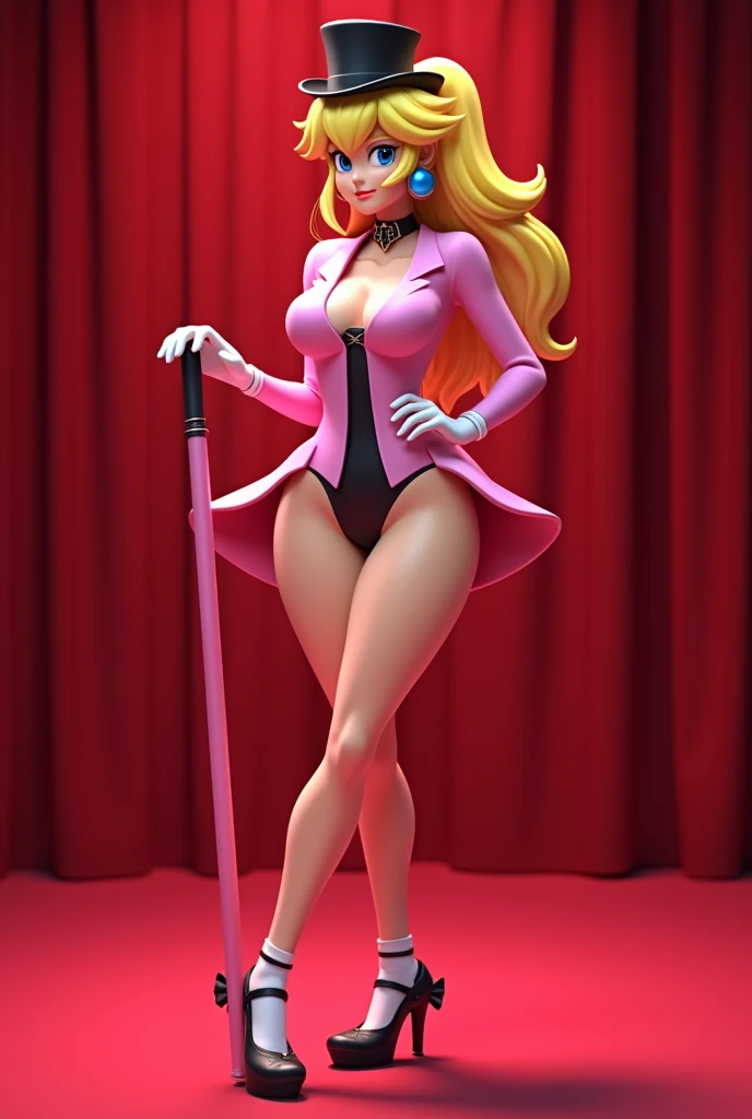 1girl, ass, blonde hair, constellation, diffraction spikes, glint, hand on hip, high heels, lens flare, lipstick, long hair, makeup, pink footwear, pink panties, pole, pole dancing, shooting star, solo, sparkle, sparkle background, spotlight, stage lights, standing, star \(sky\), starry sky, stripper pole