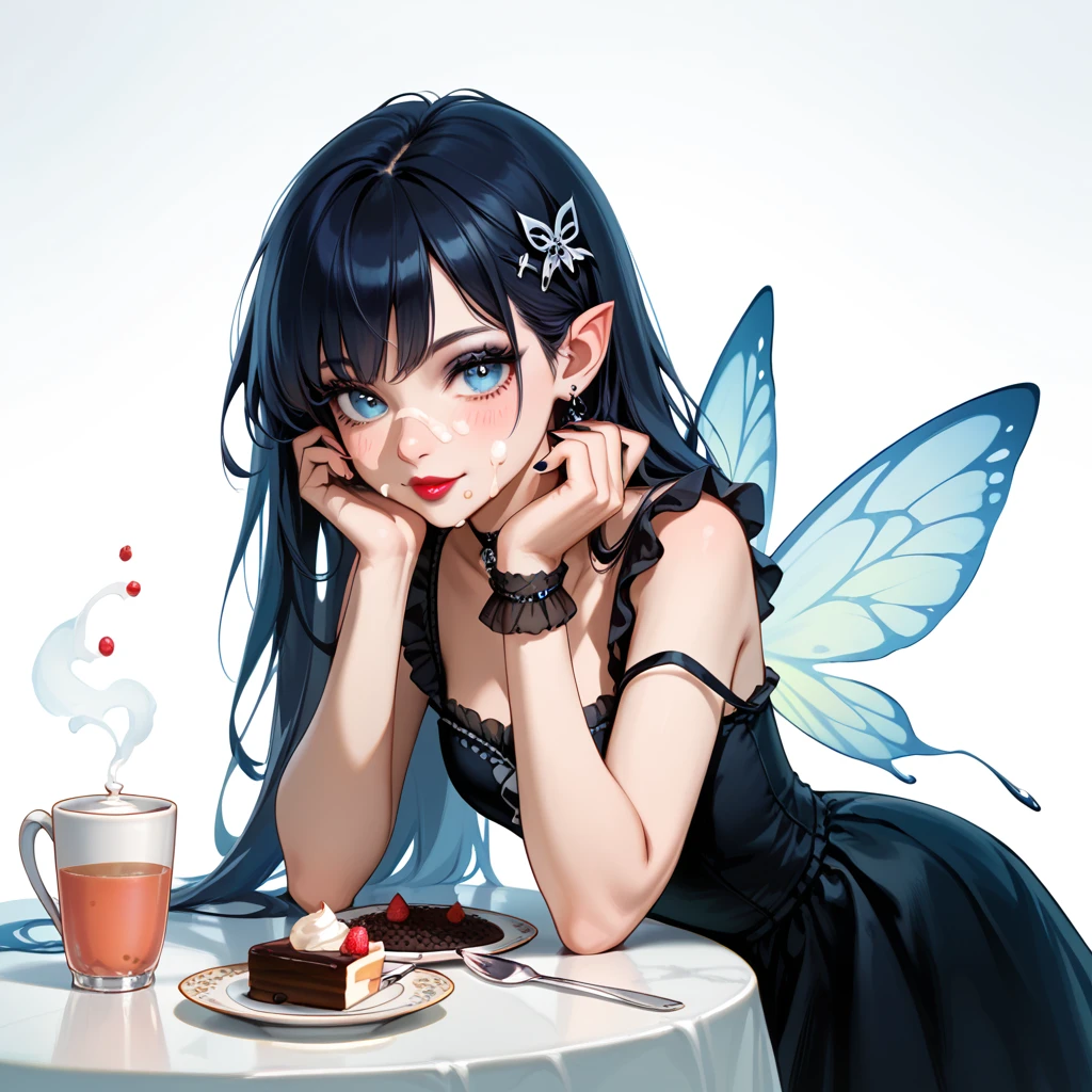 Fairy, gothic dress ,Afternoon Tea,Snacks,Food on face, 